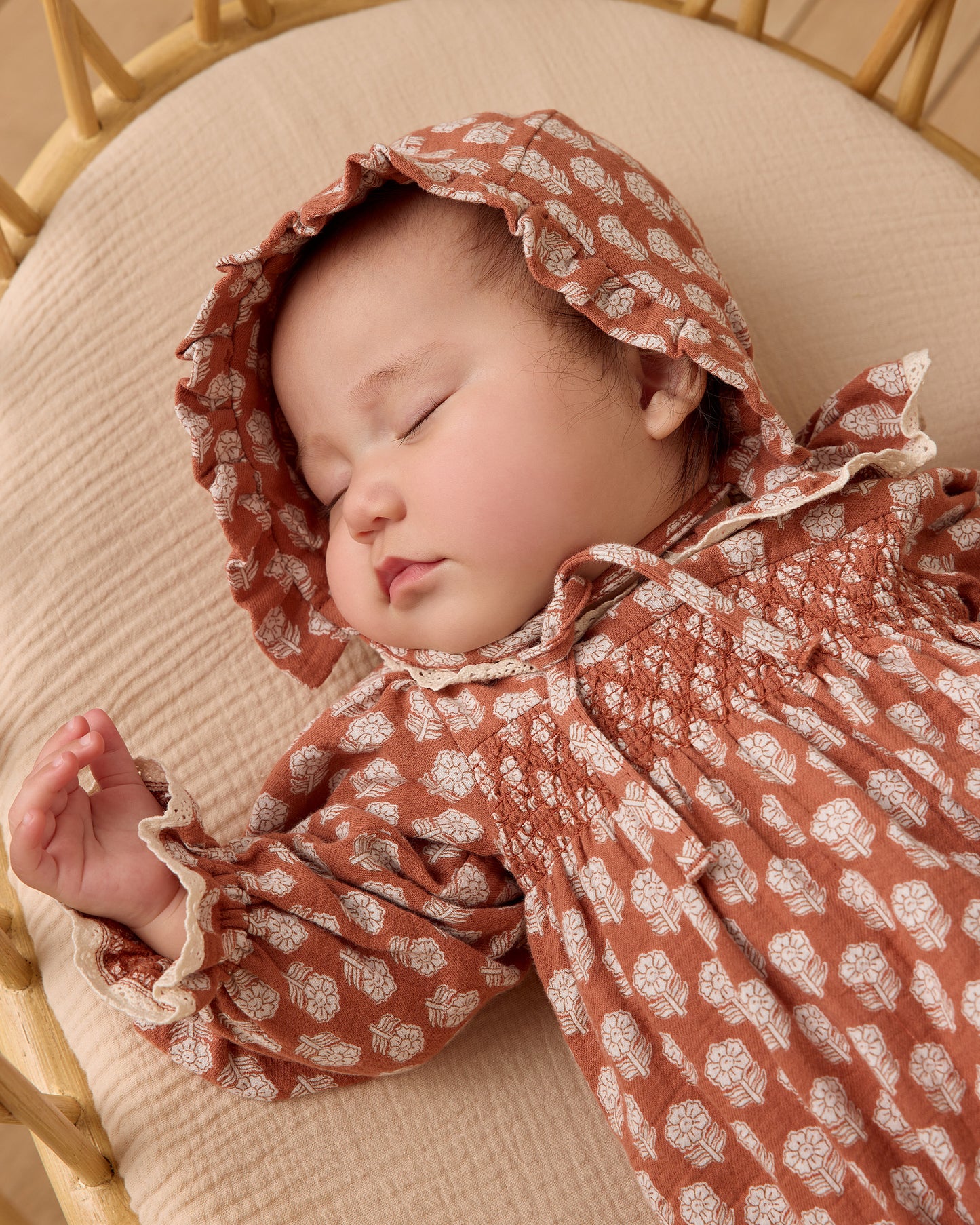 Woven Ruffle Bonnet || Holiday Fleur - Rylee + Cru | Kids Clothes | Trendy Baby Clothes | Modern Infant Outfits |