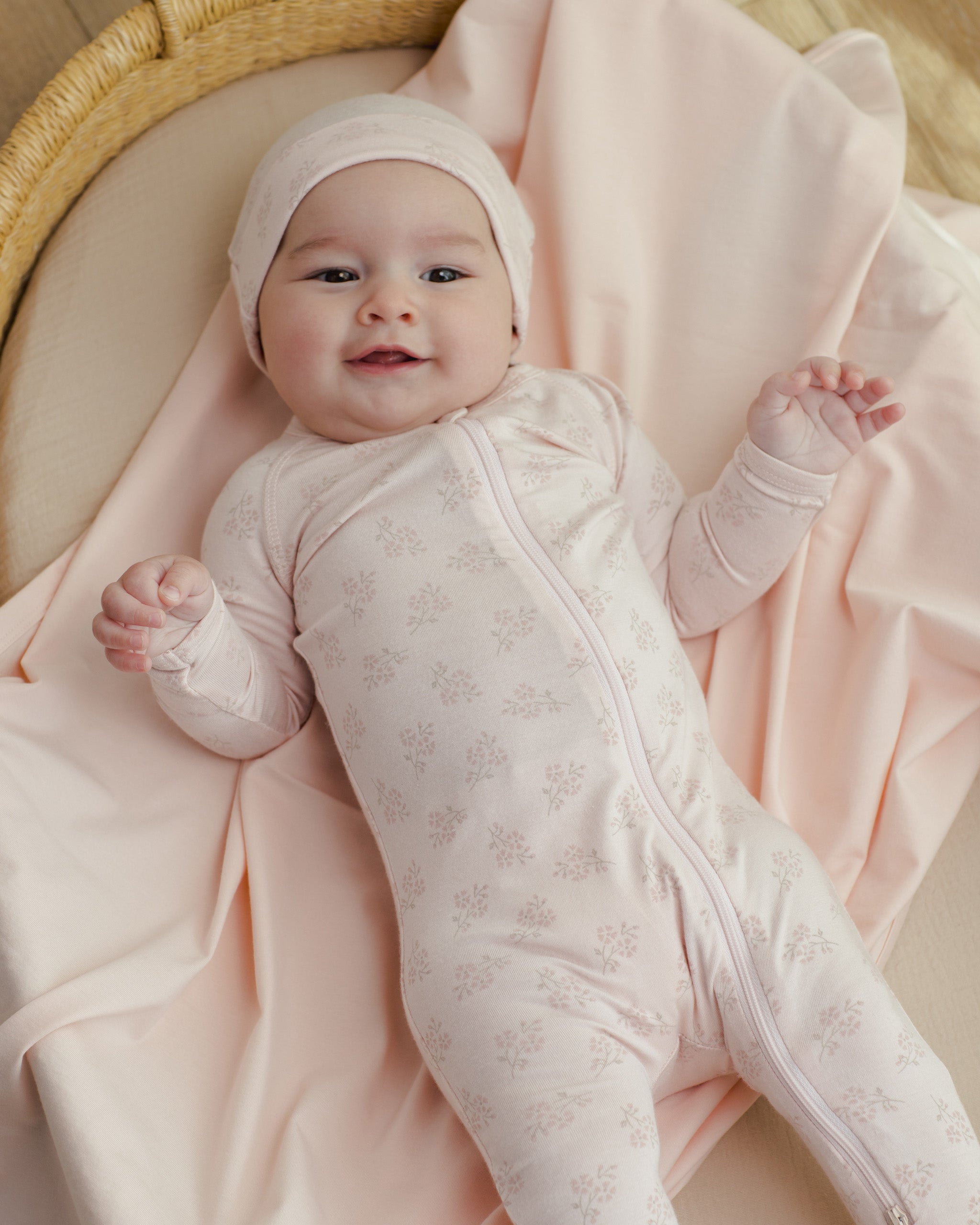 レッグウェア andmary Baby loose sox Modal Zip Footie Pink Blossom – Quincy Mae