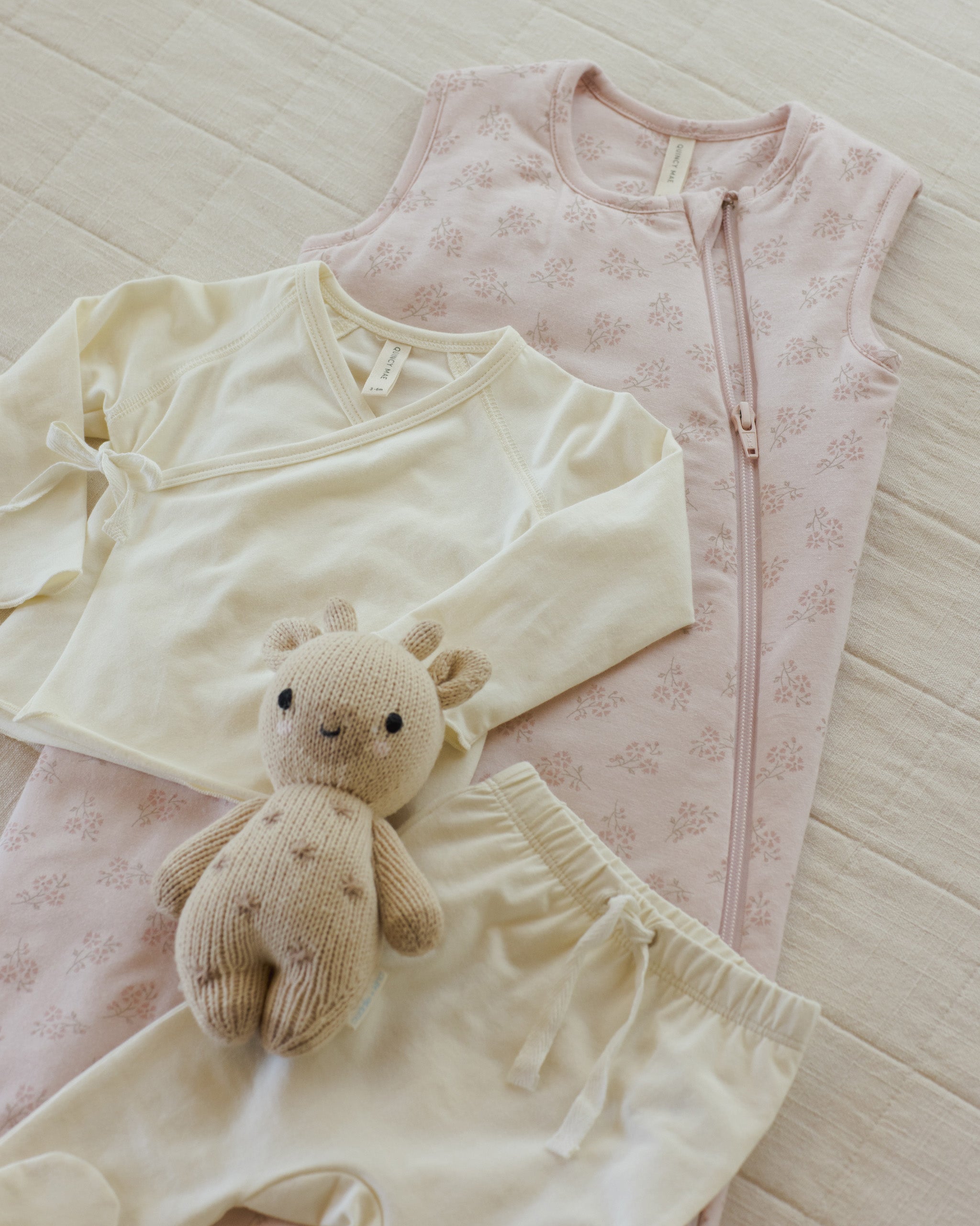 Wrap Top + Footed Pant Set Ivory – Quincy Mae