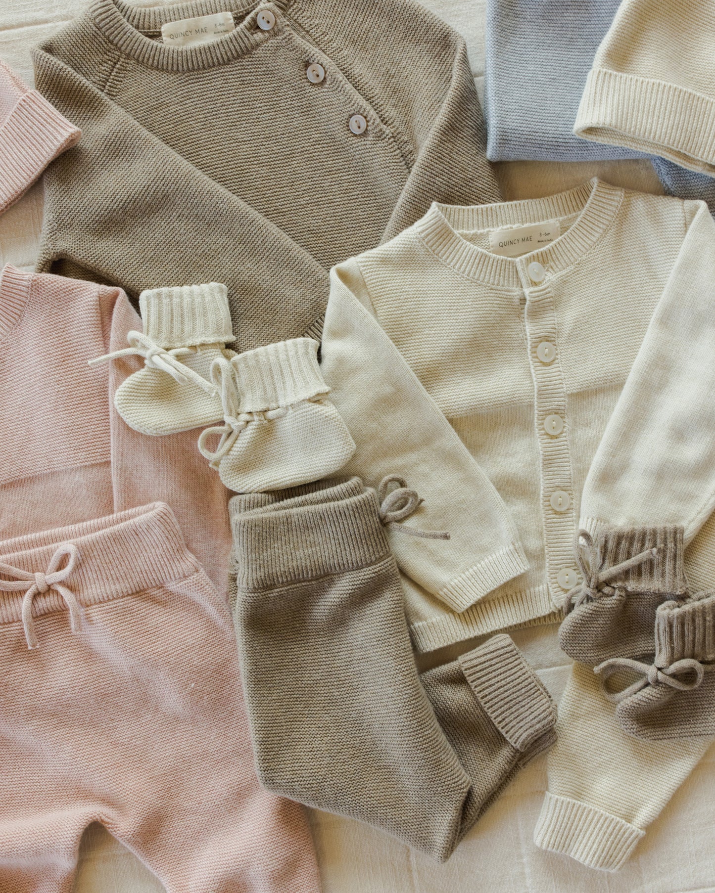 Knit Booties || Heathered Natural - Rylee + Cru | Kids Clothes | Trendy Baby Clothes | Modern Infant Outfits |