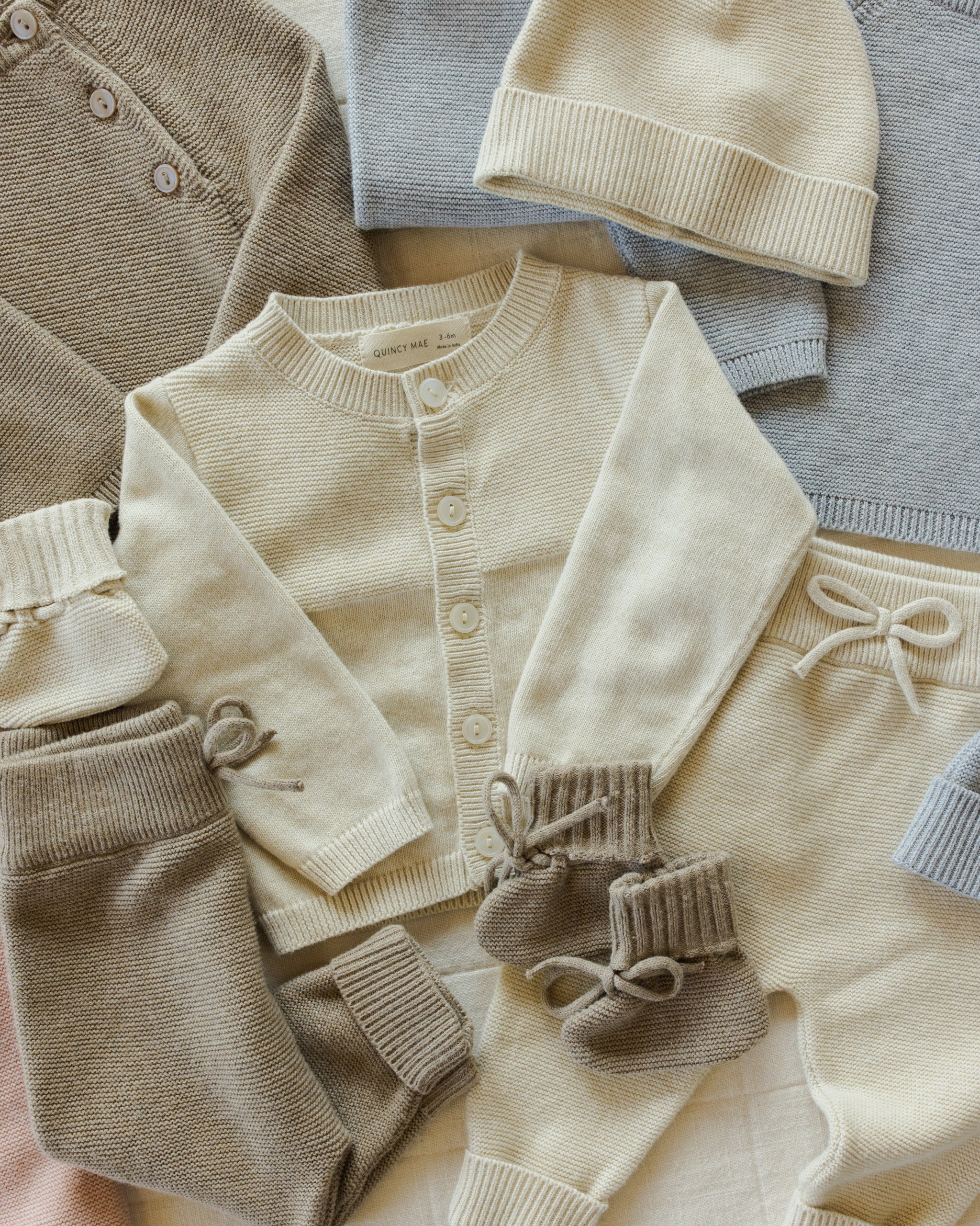 Knit Cardigan Heathered Natural – Quincy Mae