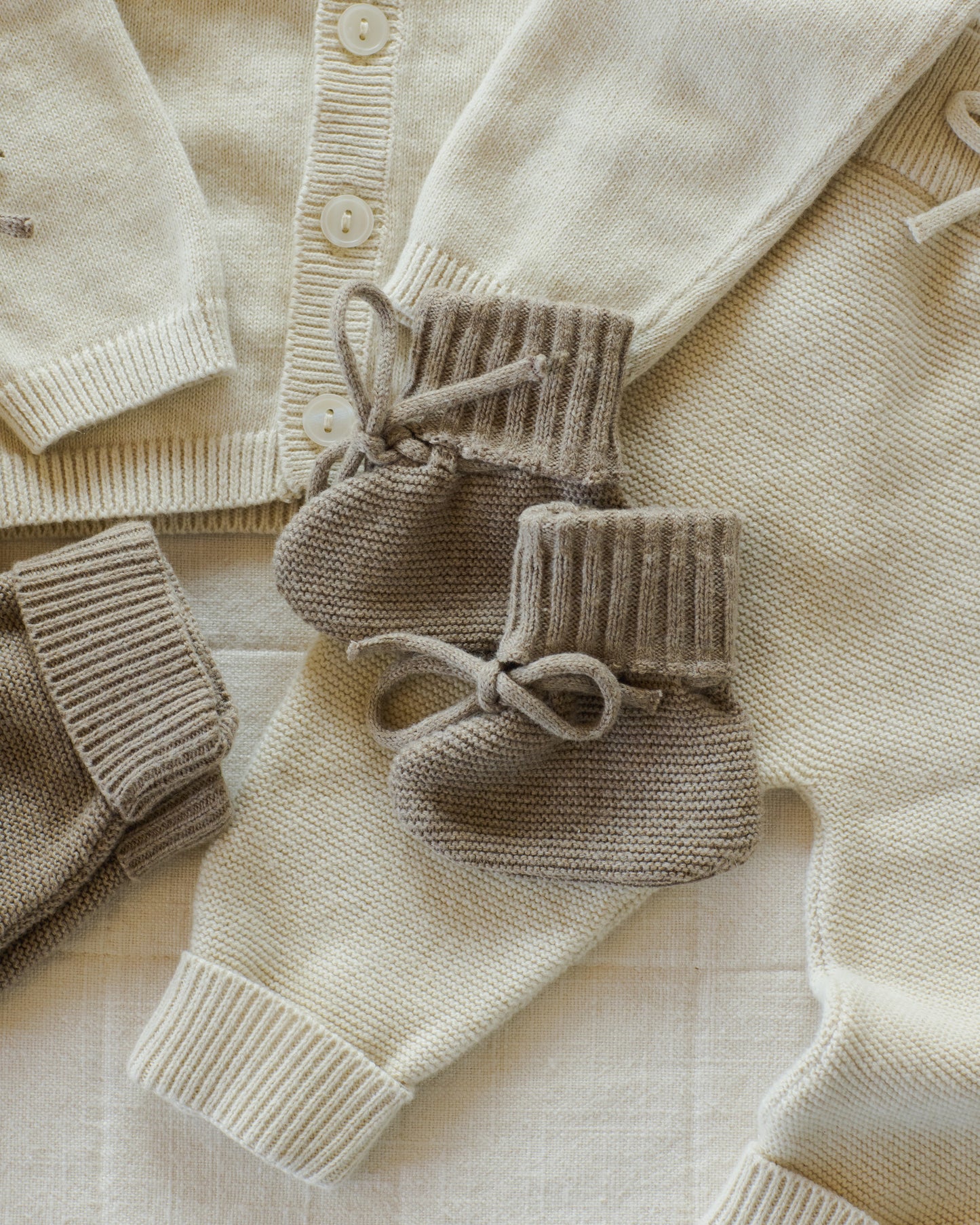 Knit Booties || Heathered Mocha - Rylee + Cru | Kids Clothes | Trendy Baby Clothes | Modern Infant Outfits |