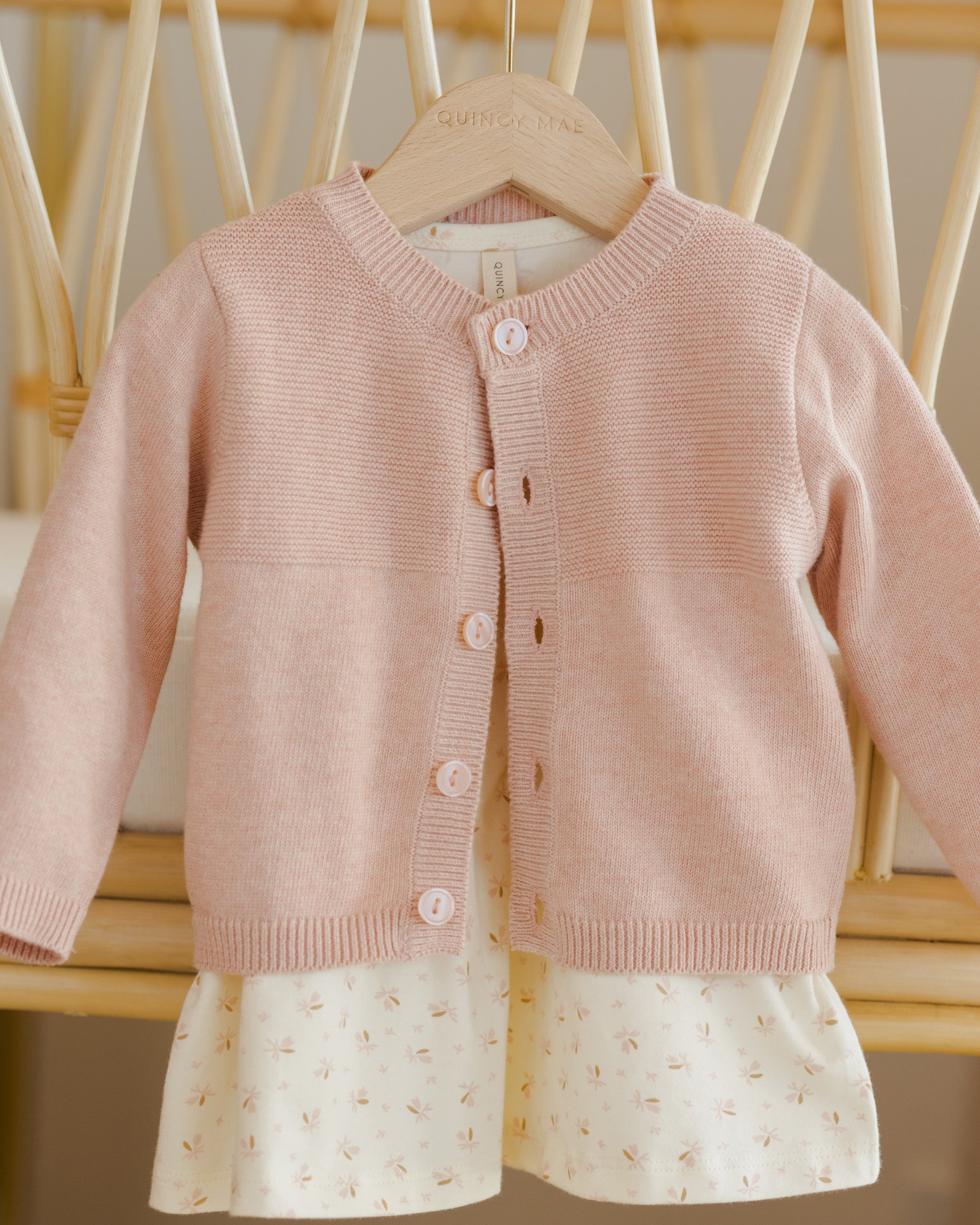 Knit Cardigan Heathered Rose – Quincy Mae