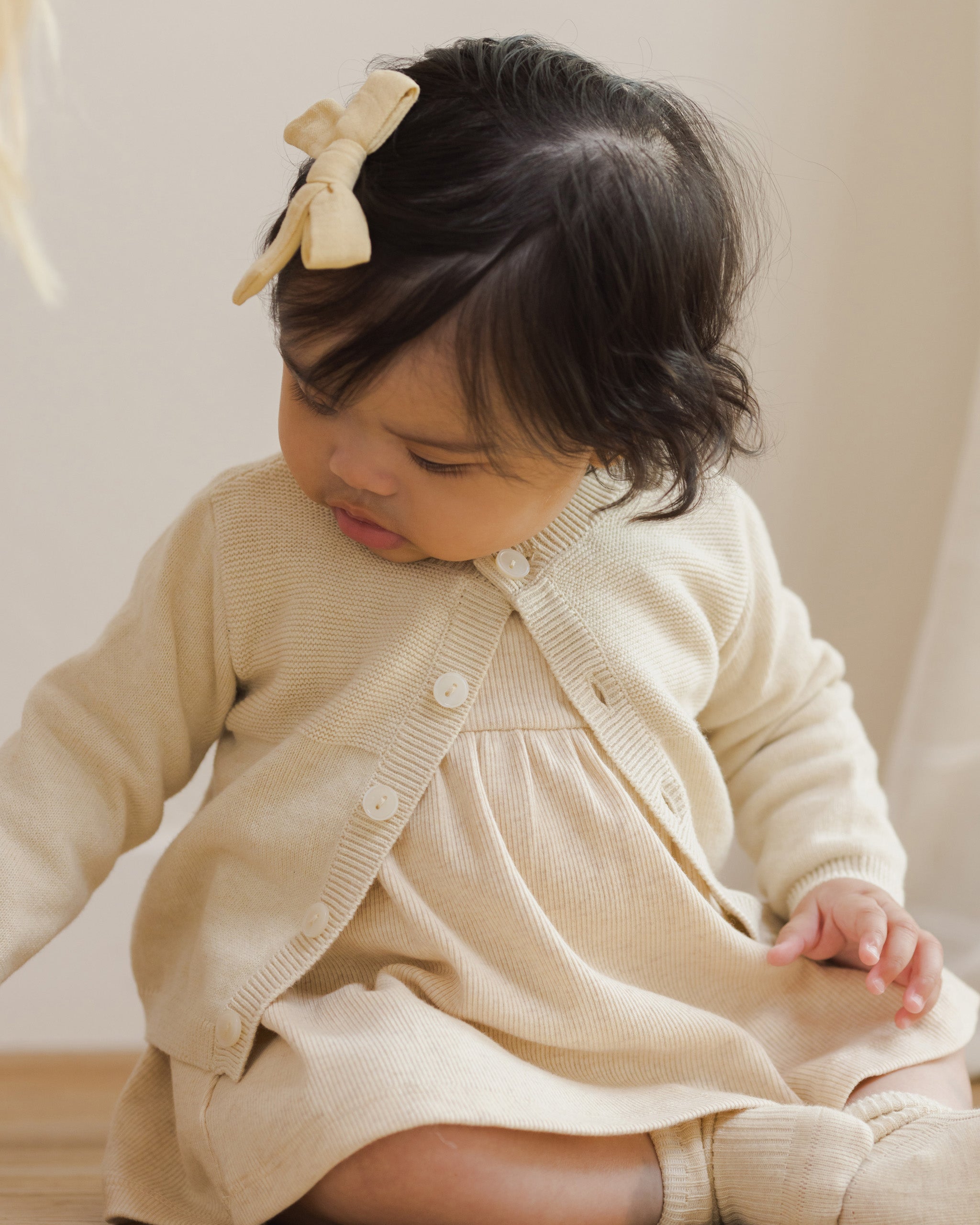Knit Cardigan Heathered Natural – Quincy Mae