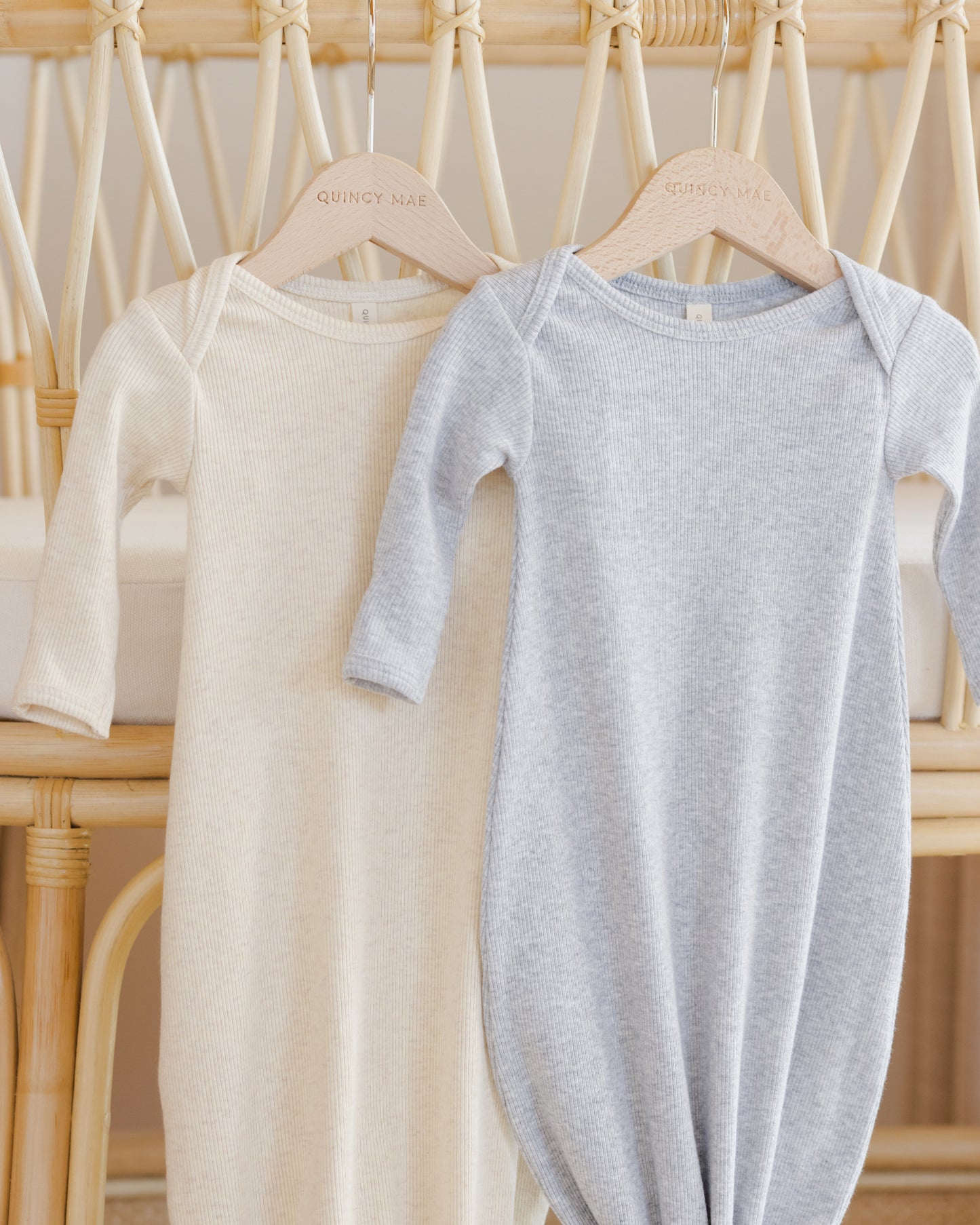 Knotted Baby Gown + Hat || Dusty Blue - Rylee + Cru | Kids Clothes | Trendy Baby Clothes | Modern Infant Outfits |