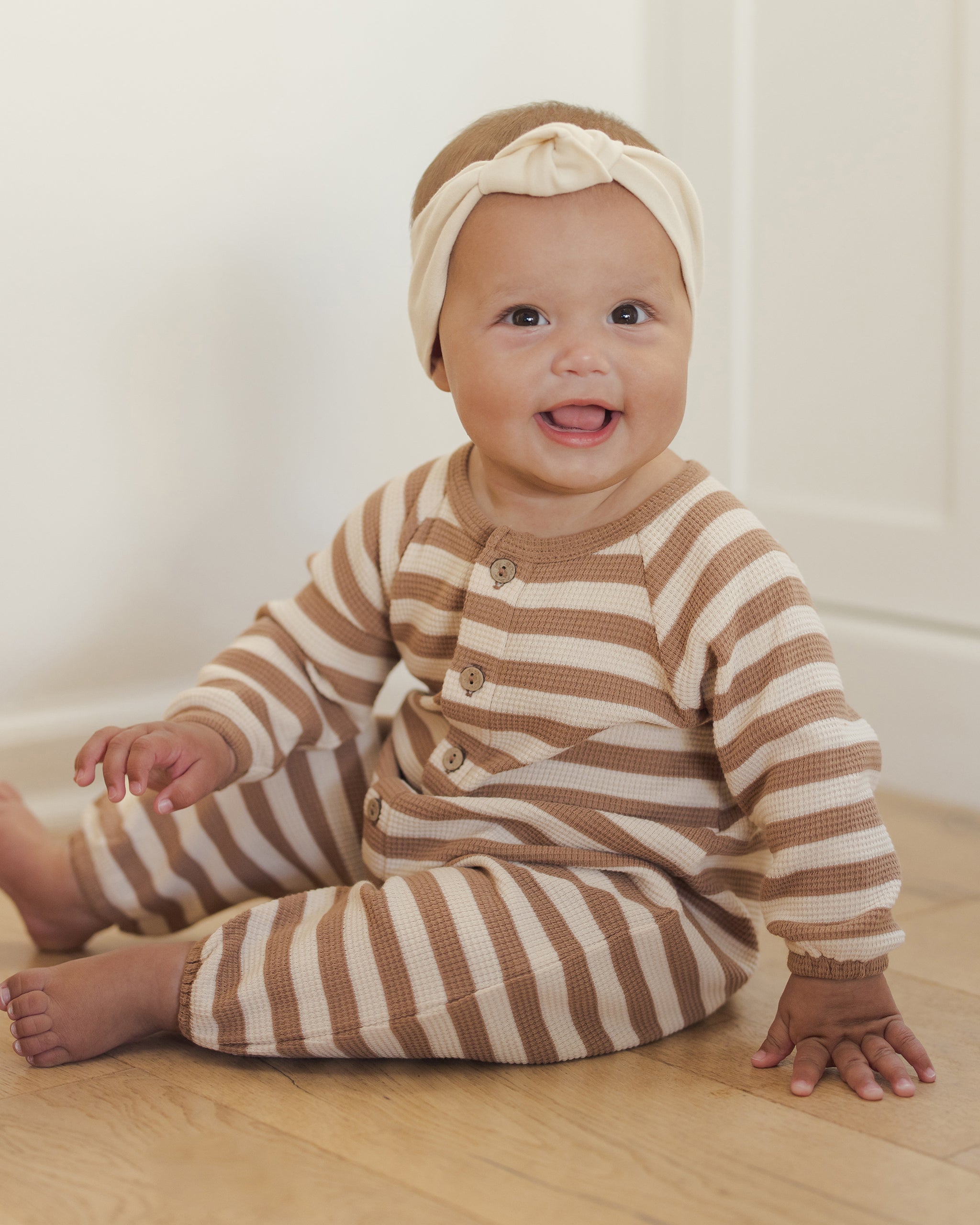 Waffle Long Sleeve Jumpsuit || Harvest Stripe - Rylee + Cru | Kids Clothes | Trendy Baby Clothes | Modern Infant Outfits |