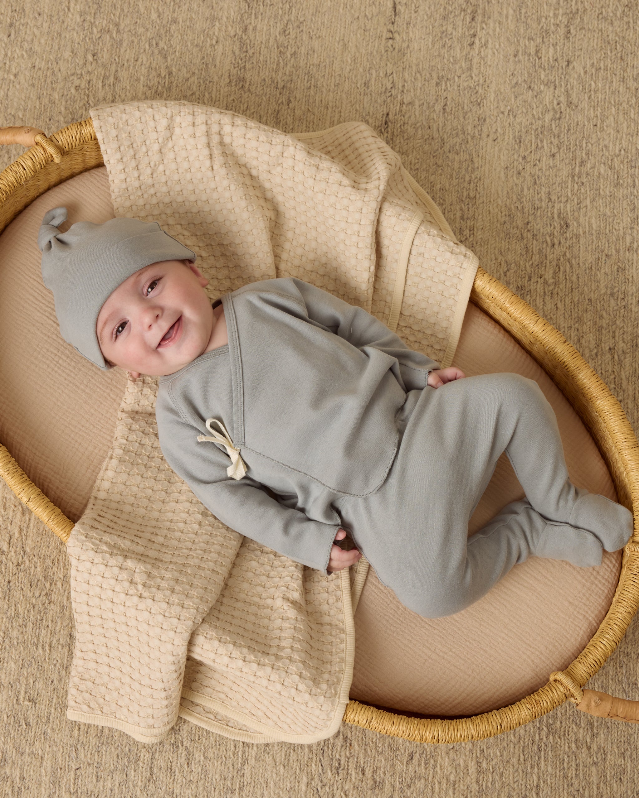 Wrap Top + Footed Pant Set || Steel Blue - Rylee + Cru | Kids Clothes | Trendy Baby Clothes | Modern Infant Outfits |