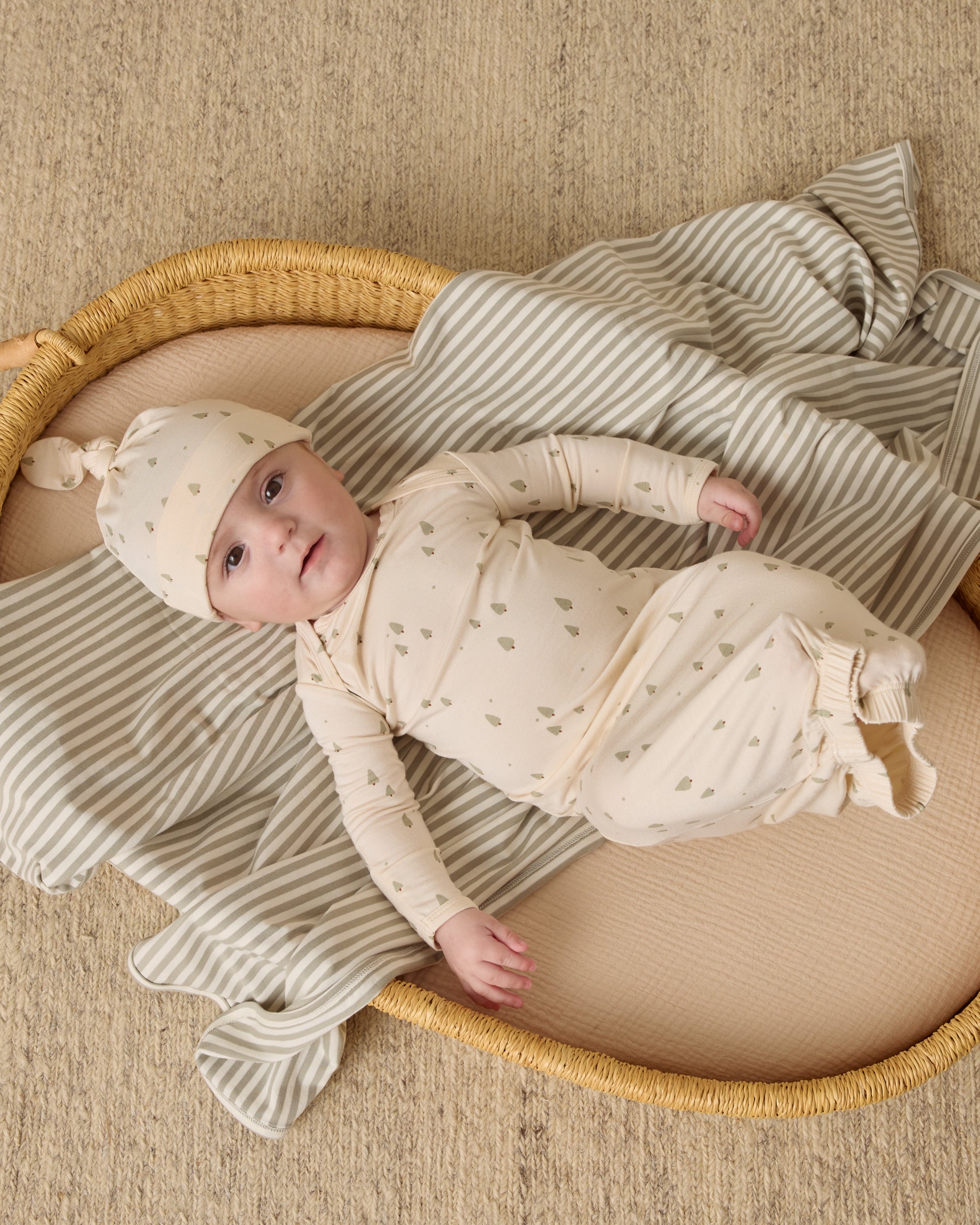 Bamboo Baby Gown + Hat Set || Trees - Rylee + Cru | Kids Clothes | Trendy Baby Clothes | Modern Infant Outfits |