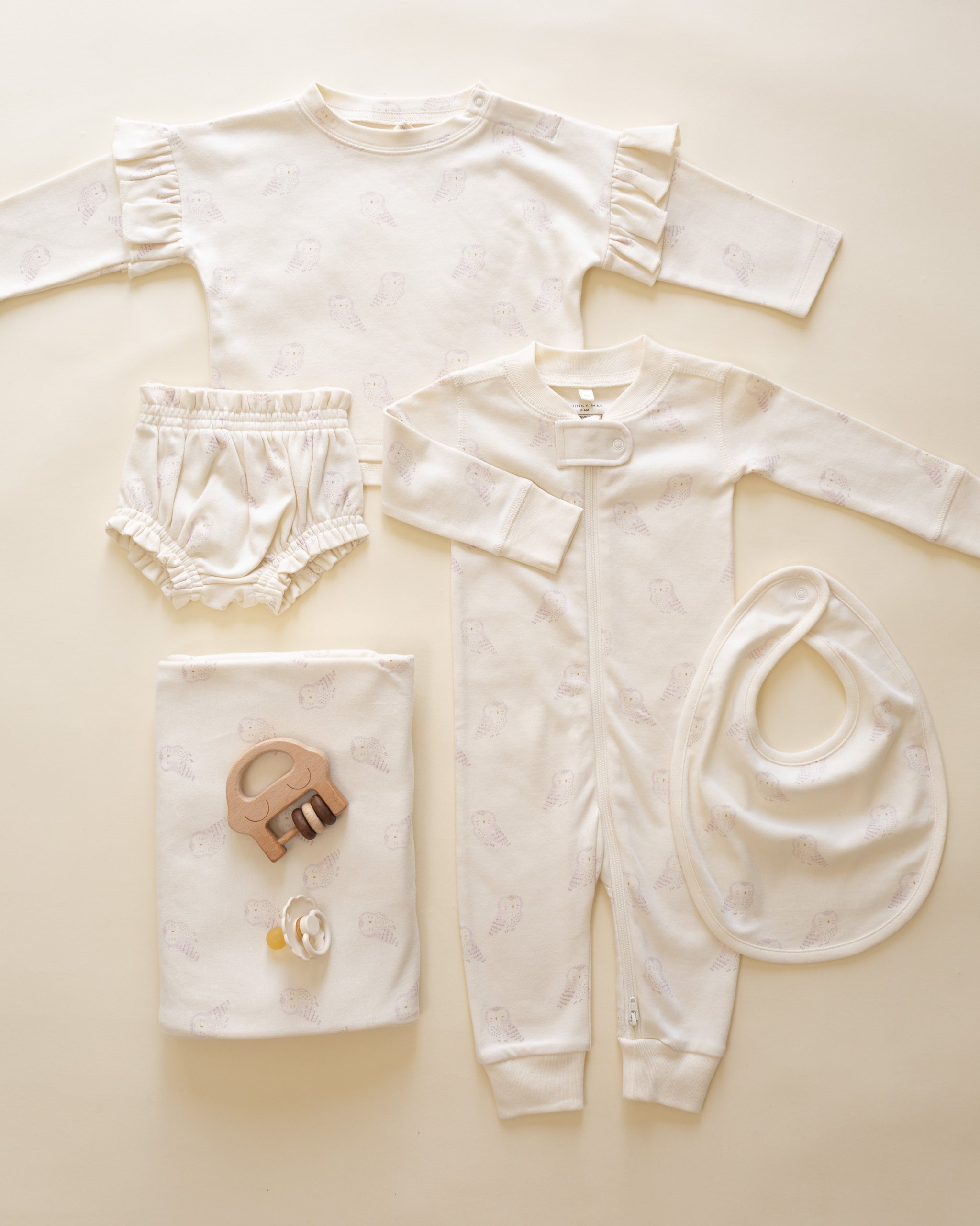 Gathered Bloomer || Snow Owls - Rylee + Cru | Kids Clothes | Trendy Baby Clothes | Modern Infant Outfits |