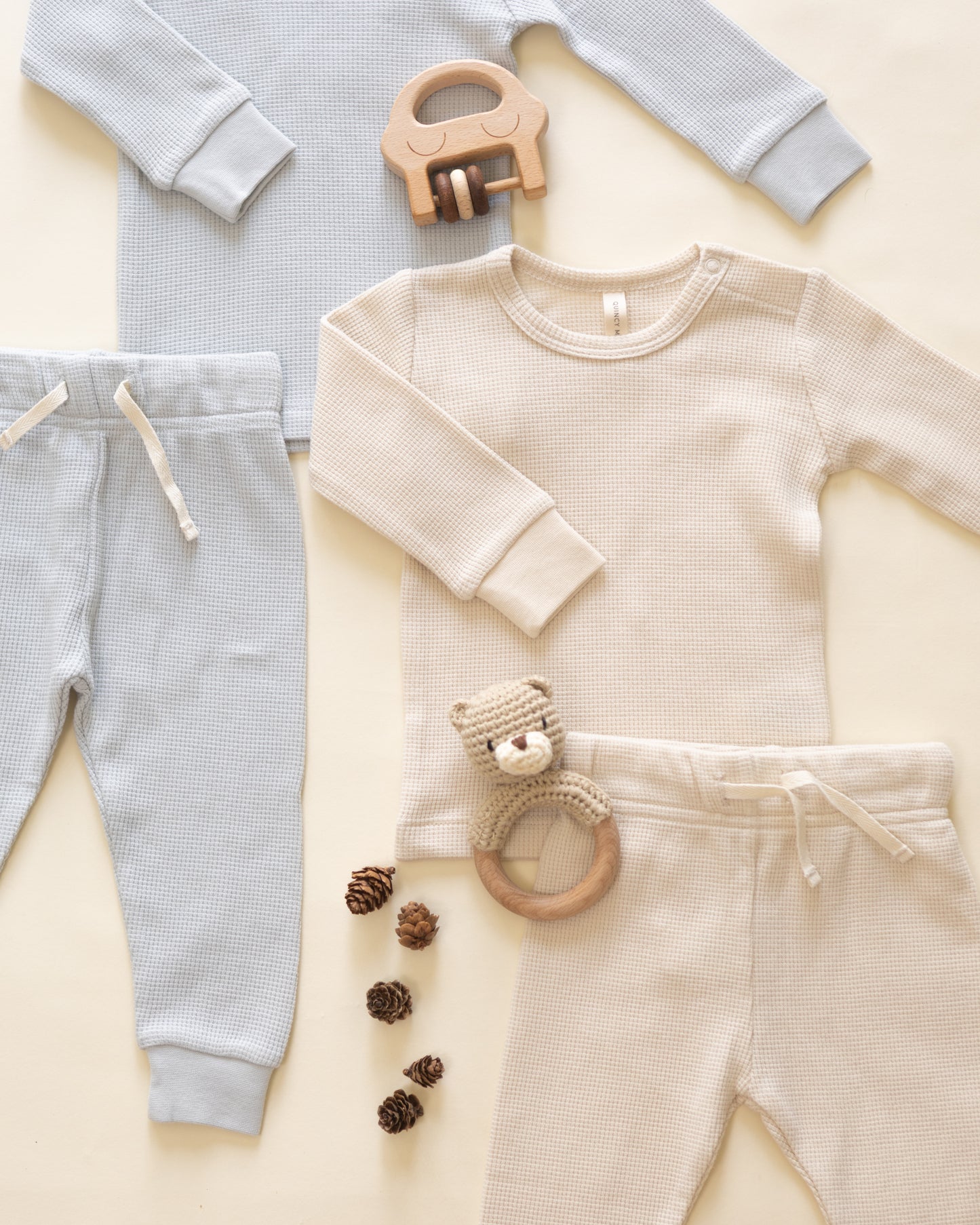 Waffle Top + Pant Set || Natural - Rylee + Cru | Kids Clothes | Trendy Baby Clothes | Modern Infant Outfits |