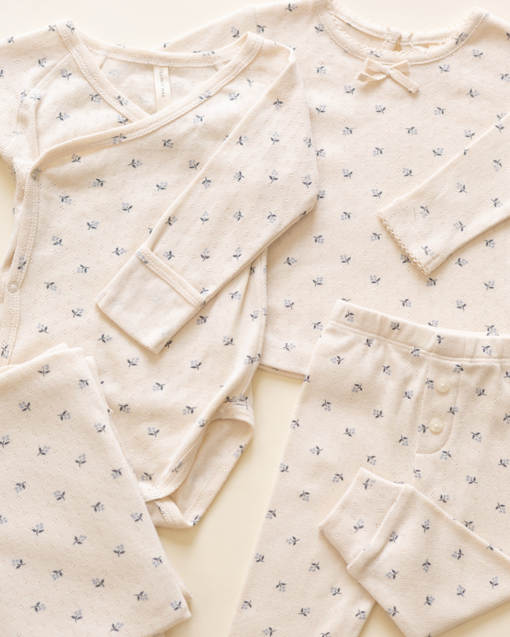 Pointelle Long Sleeve Tee + Legging || Blue Ditsy - Rylee + Cru | Kids Clothes | Trendy Baby Clothes | Modern Infant Outfits |