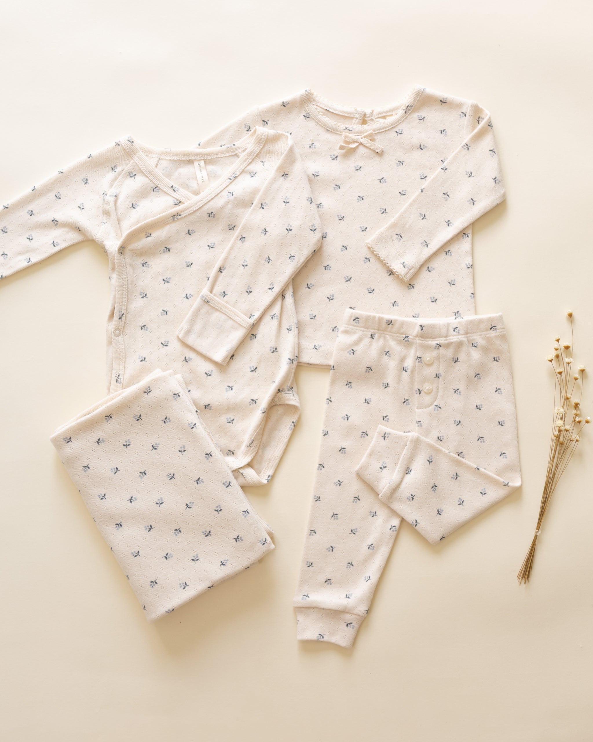 Side Snap Bodysuit || Blue Ditsy - Rylee + Cru | Kids Clothes | Trendy Baby Clothes | Modern Infant Outfits |