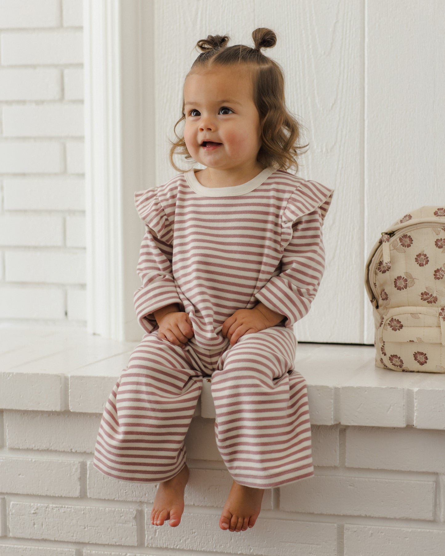 Ruffle Cozy Set Mulberry Stripe - Rylee + Cru | Kids Clothes | Trendy Baby Clothes | Modern Infant Outfits |