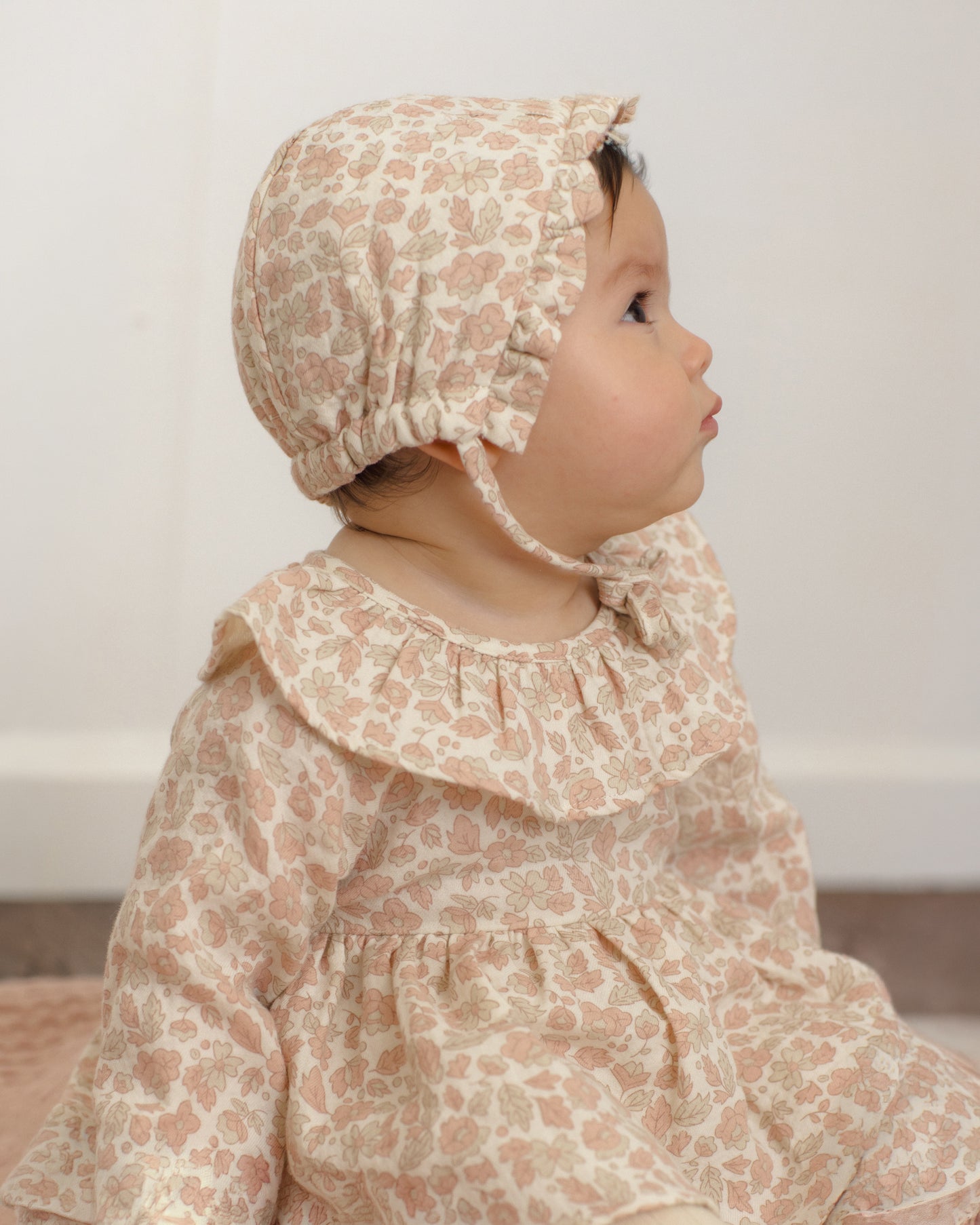 Woven Ruffle Bonnet Pink Blossom - Rylee + Cru | Kids Clothes | Trendy Baby Clothes | Modern Infant Outfits |