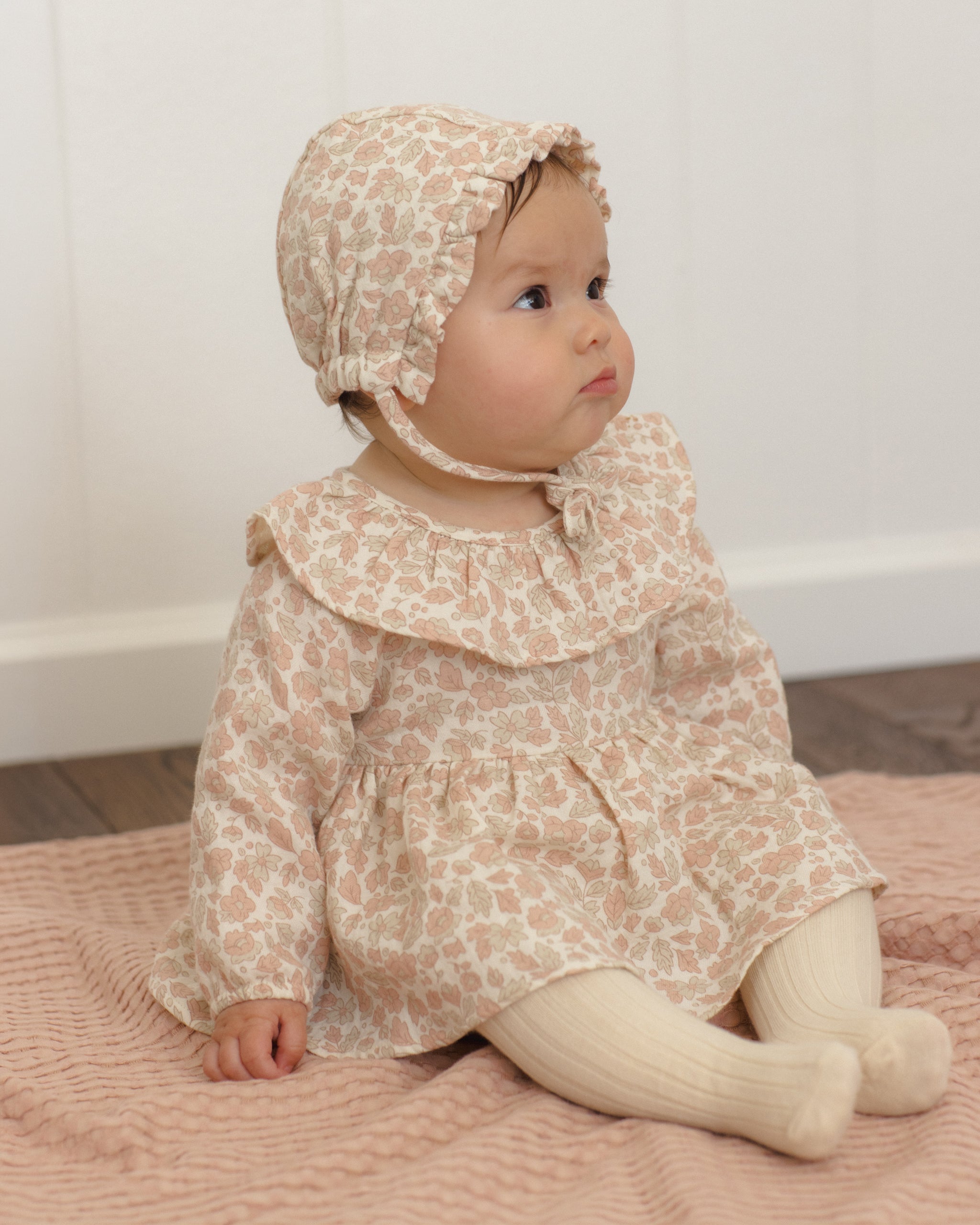 Woven Ruffle Bonnet Pink Blossom - Rylee + Cru | Kids Clothes | Trendy Baby Clothes | Modern Infant Outfits |