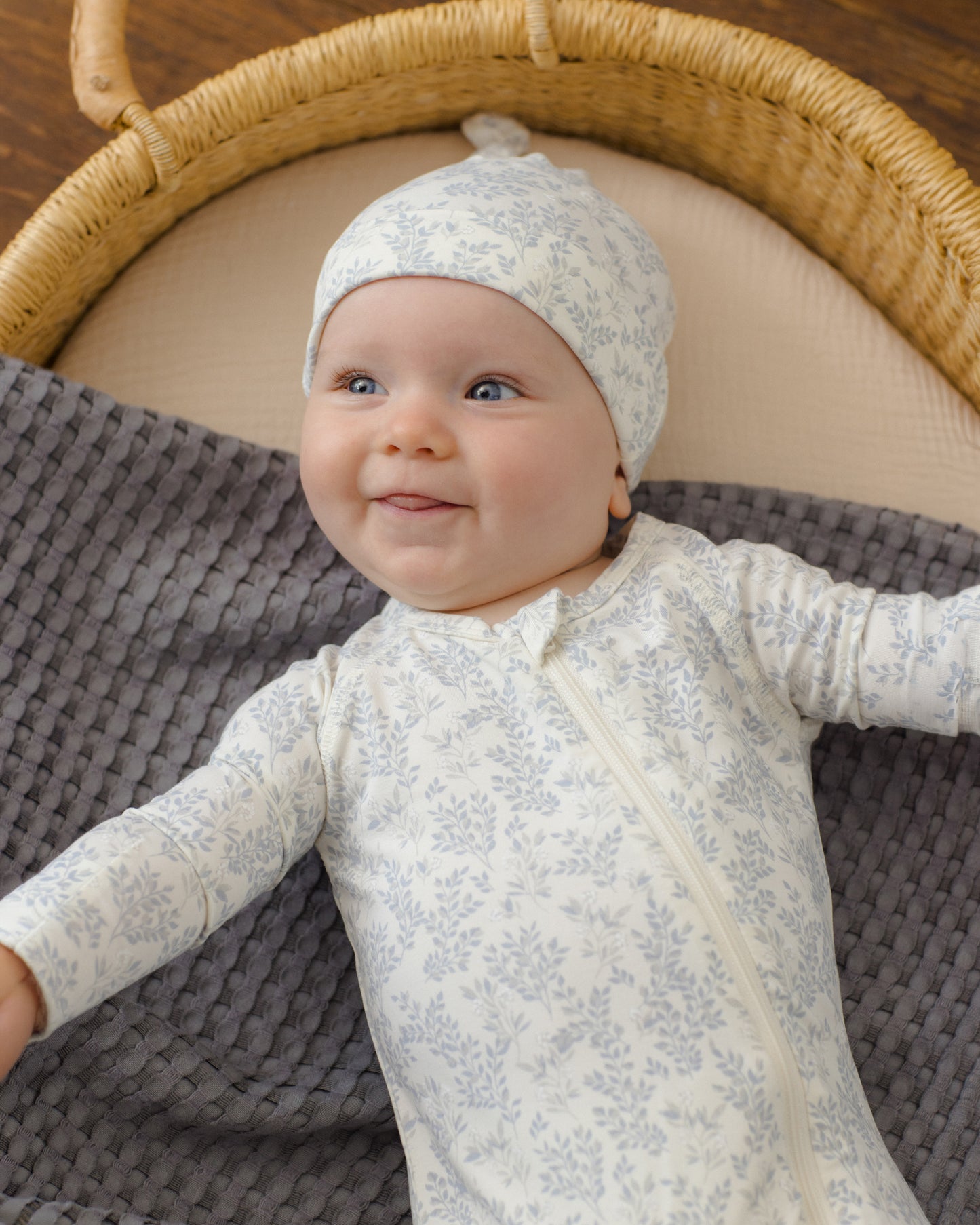 Bamboo Zip Footie Cloud Floral - Rylee + Cru | Kids Clothes | Trendy Baby Clothes | Modern Infant Outfits |
