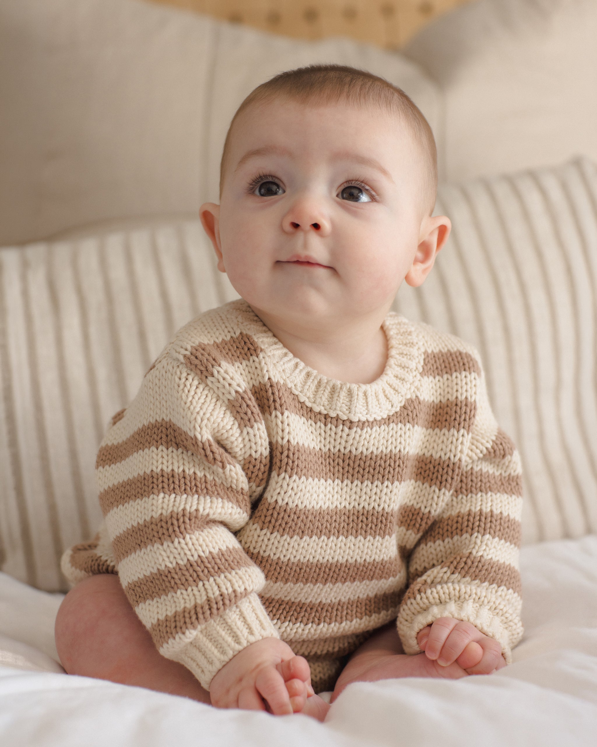 Rex Romper Almond Stripe – Quincy Mae