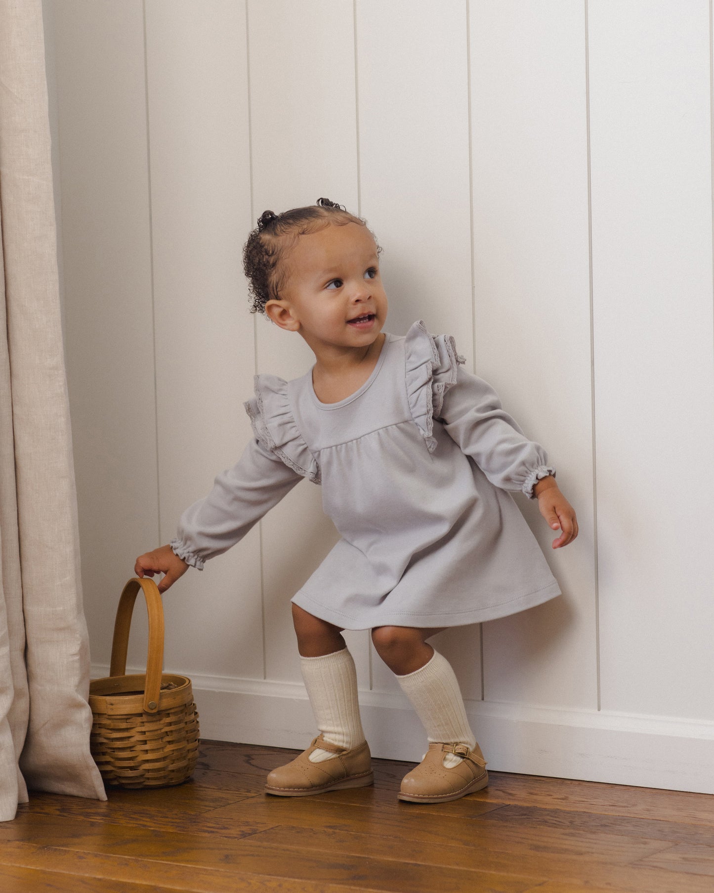 Long Sleeve Flutter Dress Cloud - Rylee + Cru | Kids Clothes | Trendy Baby Clothes | Modern Infant Outfits |