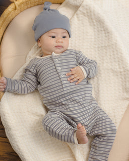 Ribbed Baby Jumpsuit Slate Microstripe - Rylee + Cru | Kids Clothes | Trendy Baby Clothes | Modern Infant Outfits |