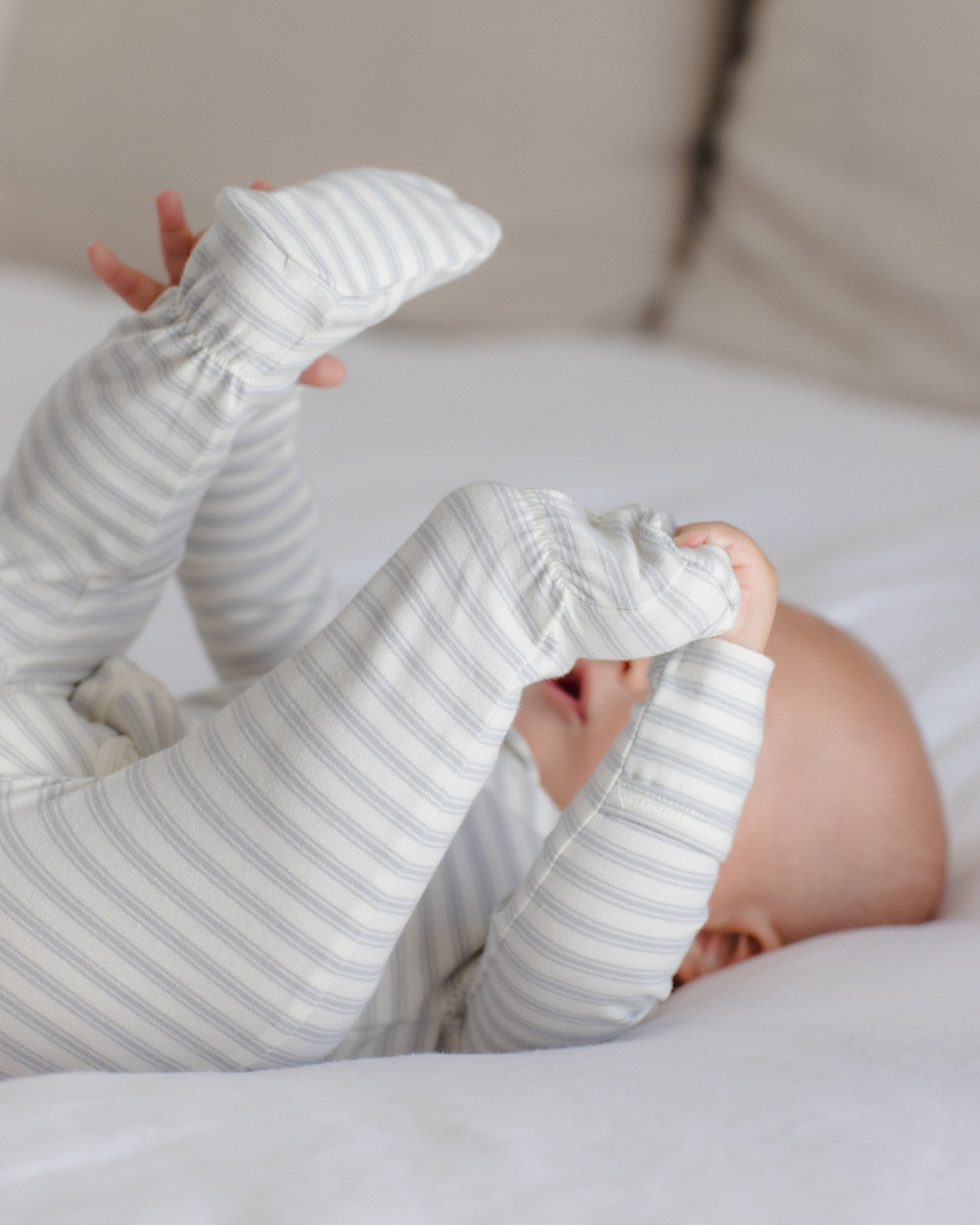 Zip Long Sleeve Sleeper Footie Cloud Stripe - Rylee + Cru | Kids Clothes | Trendy Baby Clothes | Modern Infant Outfits |