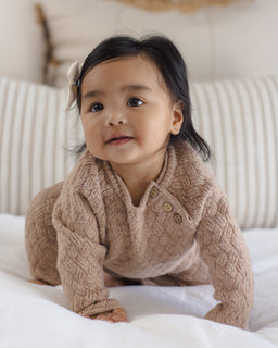 Cozy Heather Knit Jumpsuit Heathered Almond - Rylee + Cru | Kids Clothes | Trendy Baby Clothes | Modern Infant Outfits |