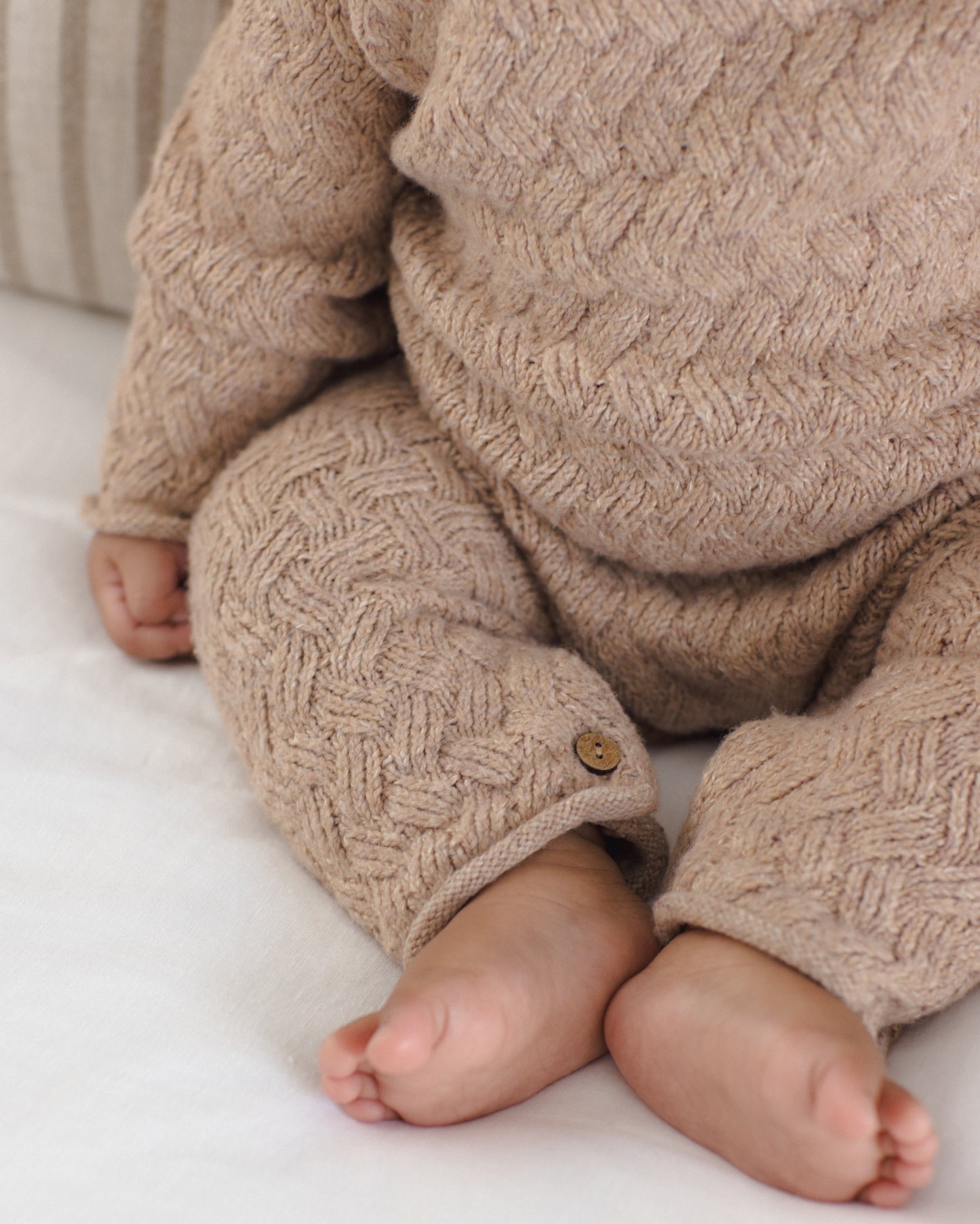Cozy Heather Knit Jumpsuit Heathered Almond - Rylee + Cru | Kids Clothes | Trendy Baby Clothes | Modern Infant Outfits |