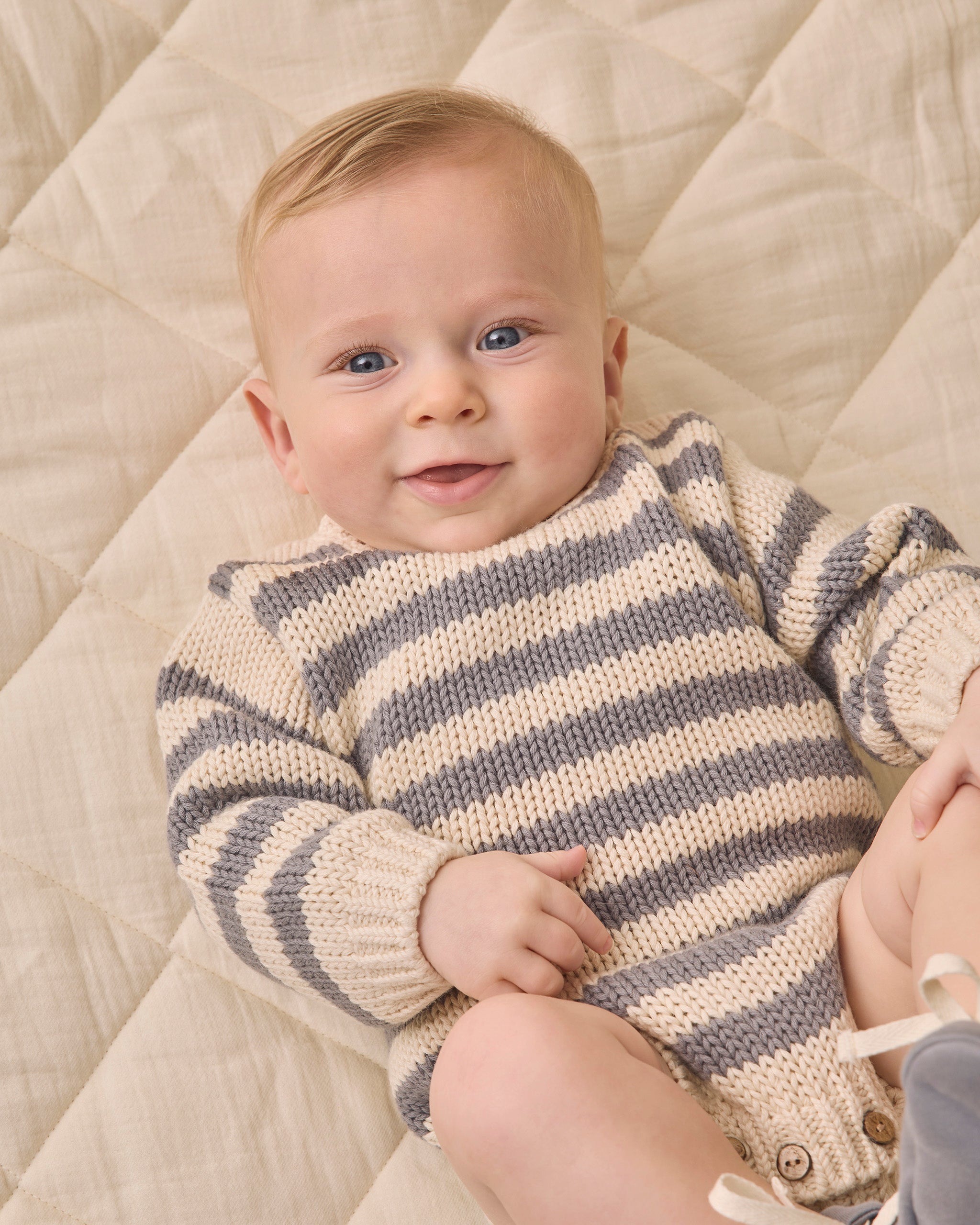 Rex Romper Slate Stripe – Quincy Mae