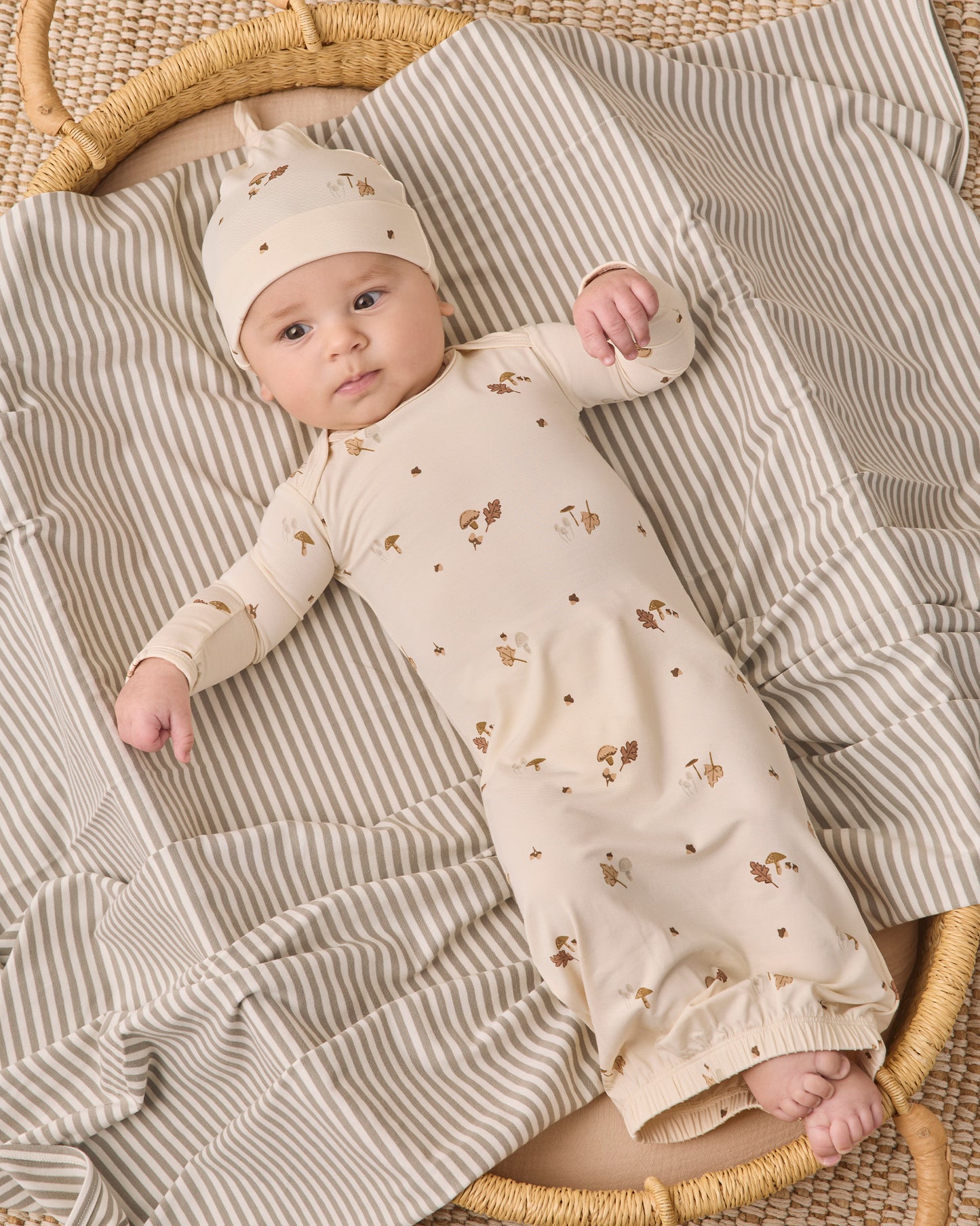 Bamboo Baby Gown + Hat Set Woodland - Rylee + Cru | Kids Clothes | Trendy Baby Clothes | Modern Infant Outfits |