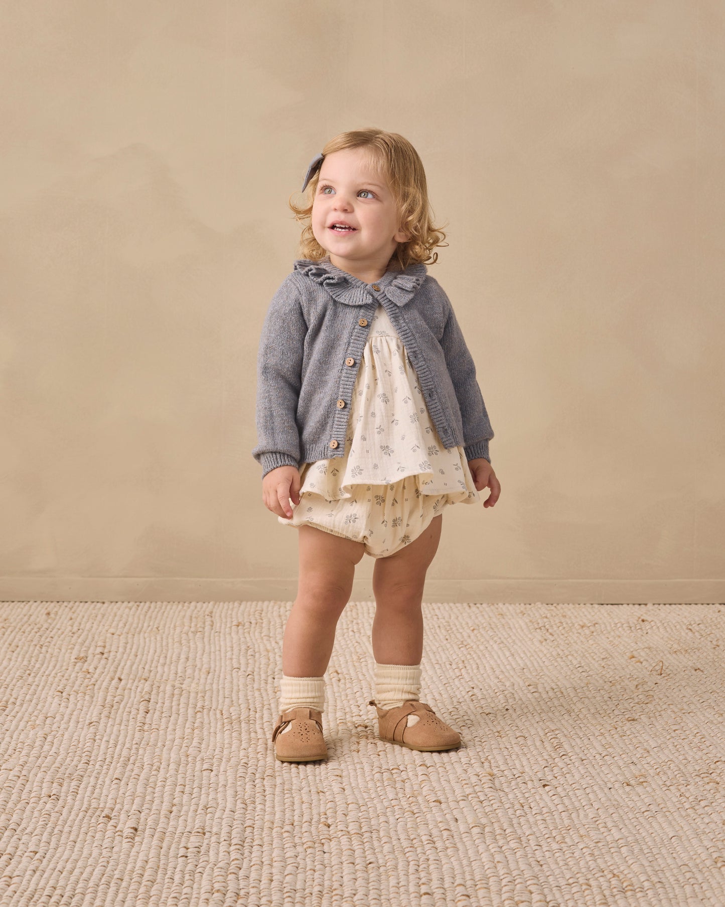 Ruffle Collar Cardigan Heathered Slate - Rylee + Cru | Kids Clothes | Trendy Baby Clothes | Modern Infant Outfits |