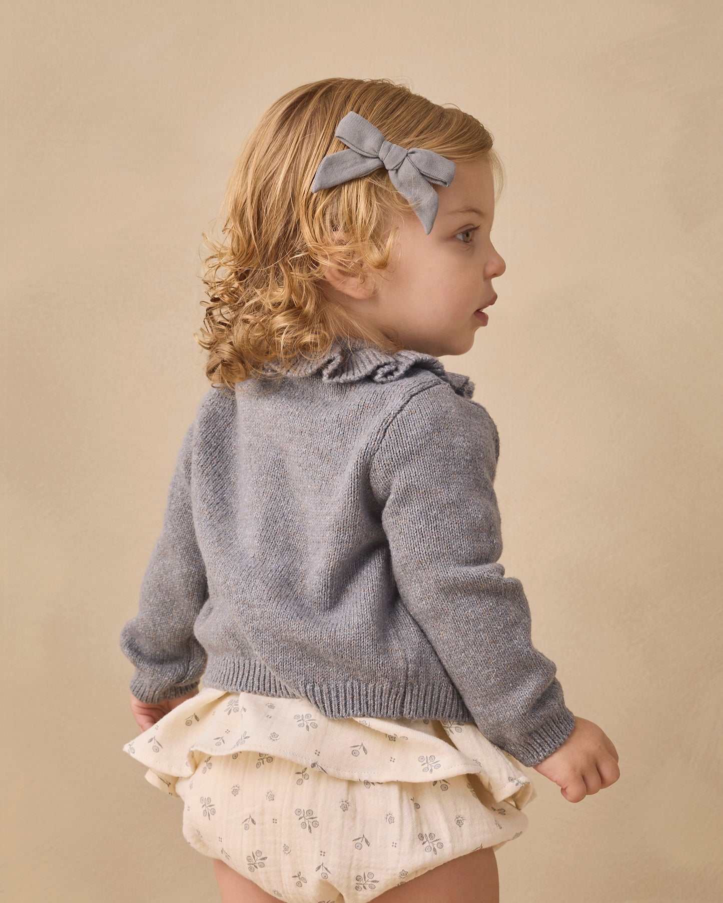 Ruffle Collar Cardigan Heathered Slate - Rylee + Cru | Kids Clothes | Trendy Baby Clothes | Modern Infant Outfits |