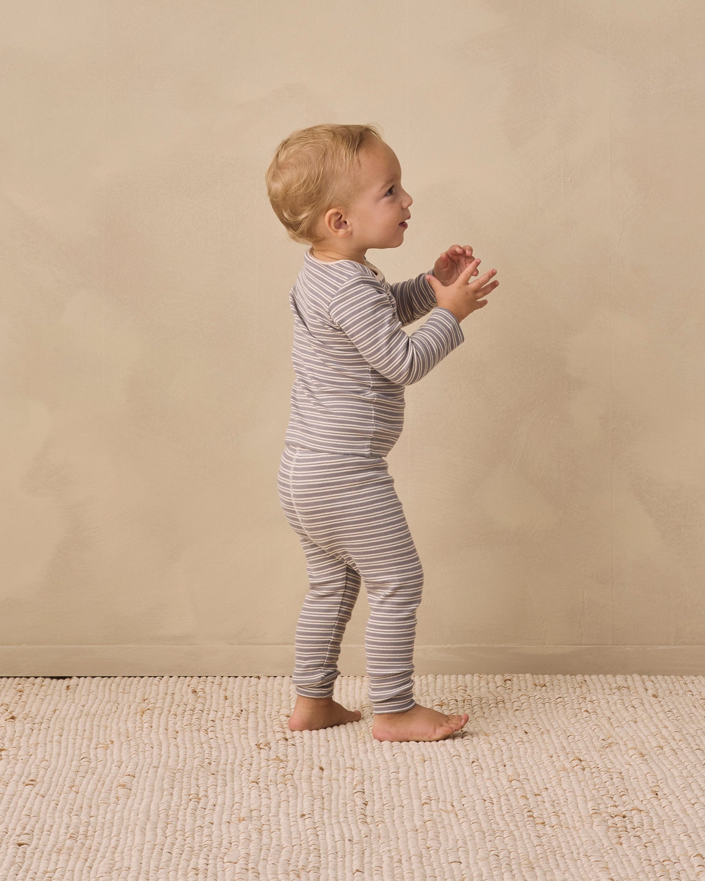 Ribbed Tee + Legging Set Slate Microstripe - Rylee + Cru | Kids Clothes | Trendy Baby Clothes | Modern Infant Outfits |