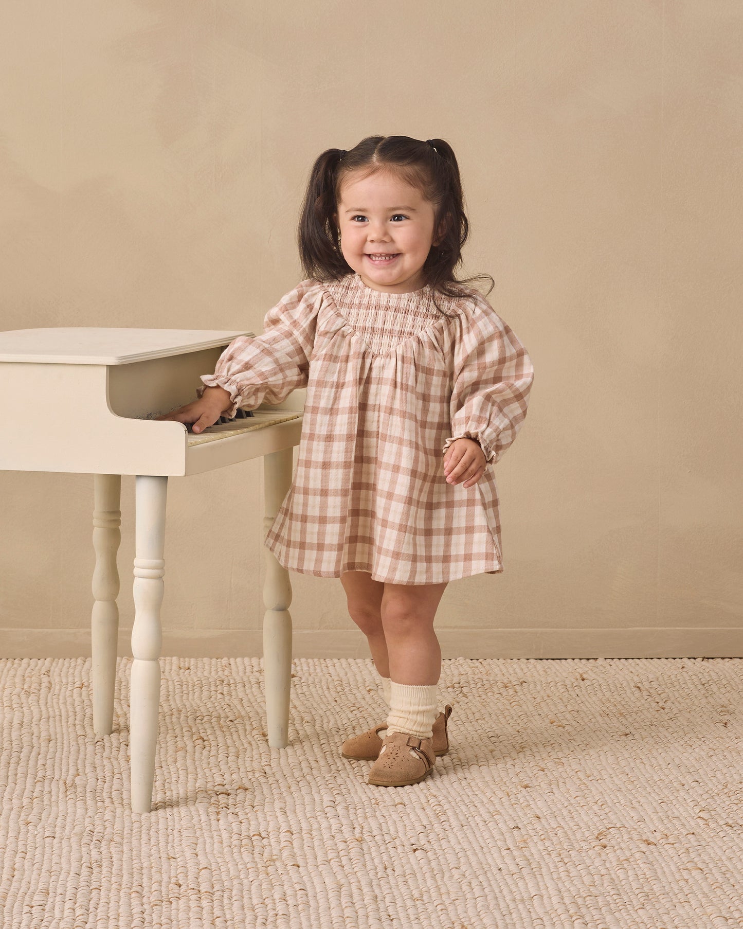 V Smocked Dress Rustic Plaid - Rylee + Cru | Kids Clothes | Trendy Baby Clothes | Modern Infant Outfits |