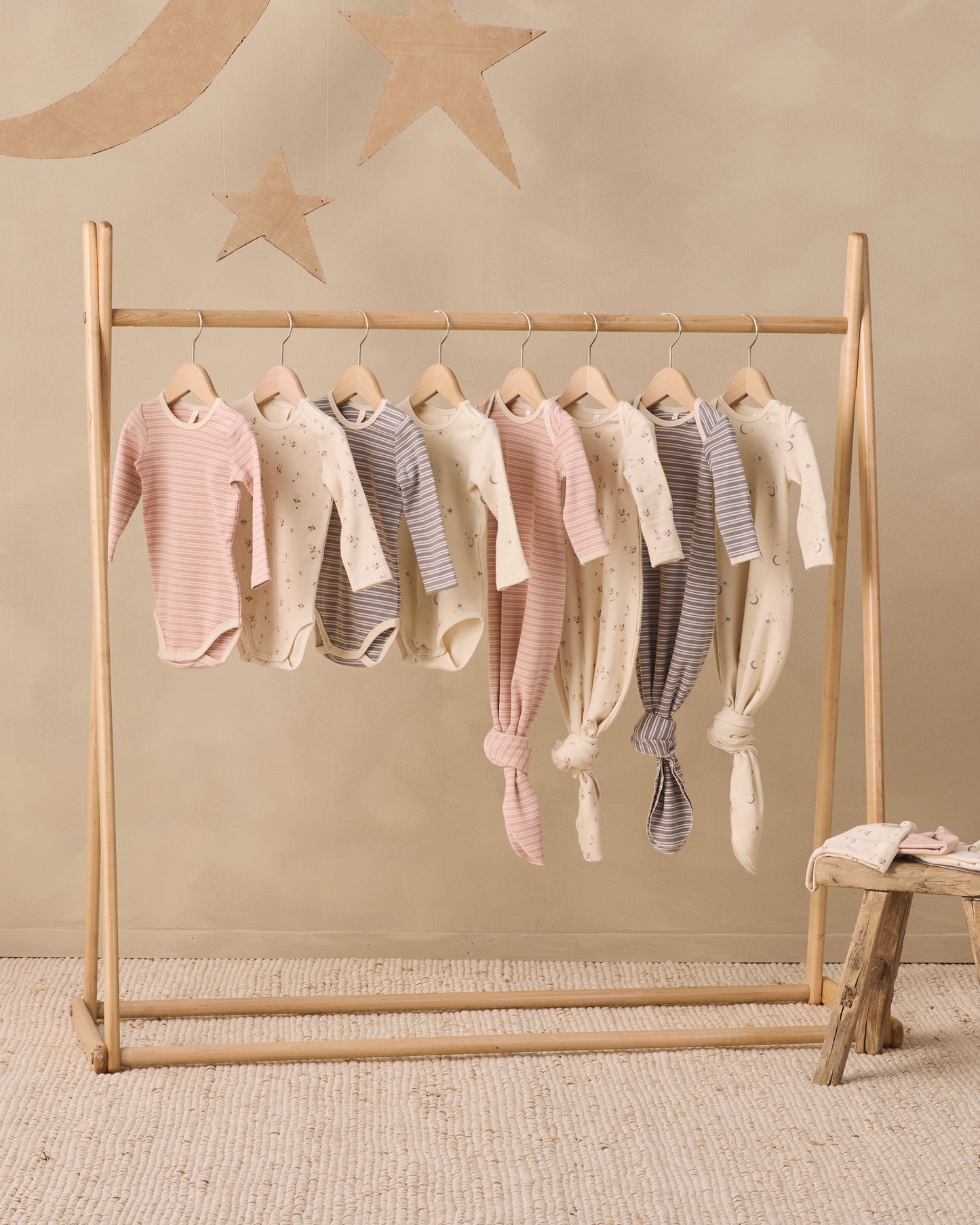 Knotted Baby Gown + Hat Set Fall Ditsy - Rylee + Cru | Kids Clothes | Trendy Baby Clothes | Modern Infant Outfits |