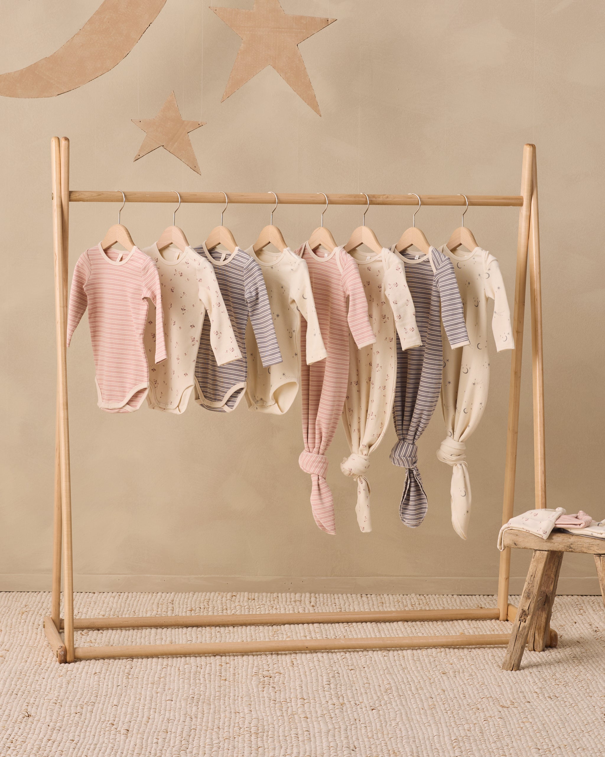 Knotted Baby Gown + Hat Set Fall Ditsy - Rylee + Cru | Kids Clothes | Trendy Baby Clothes | Modern Infant Outfits |