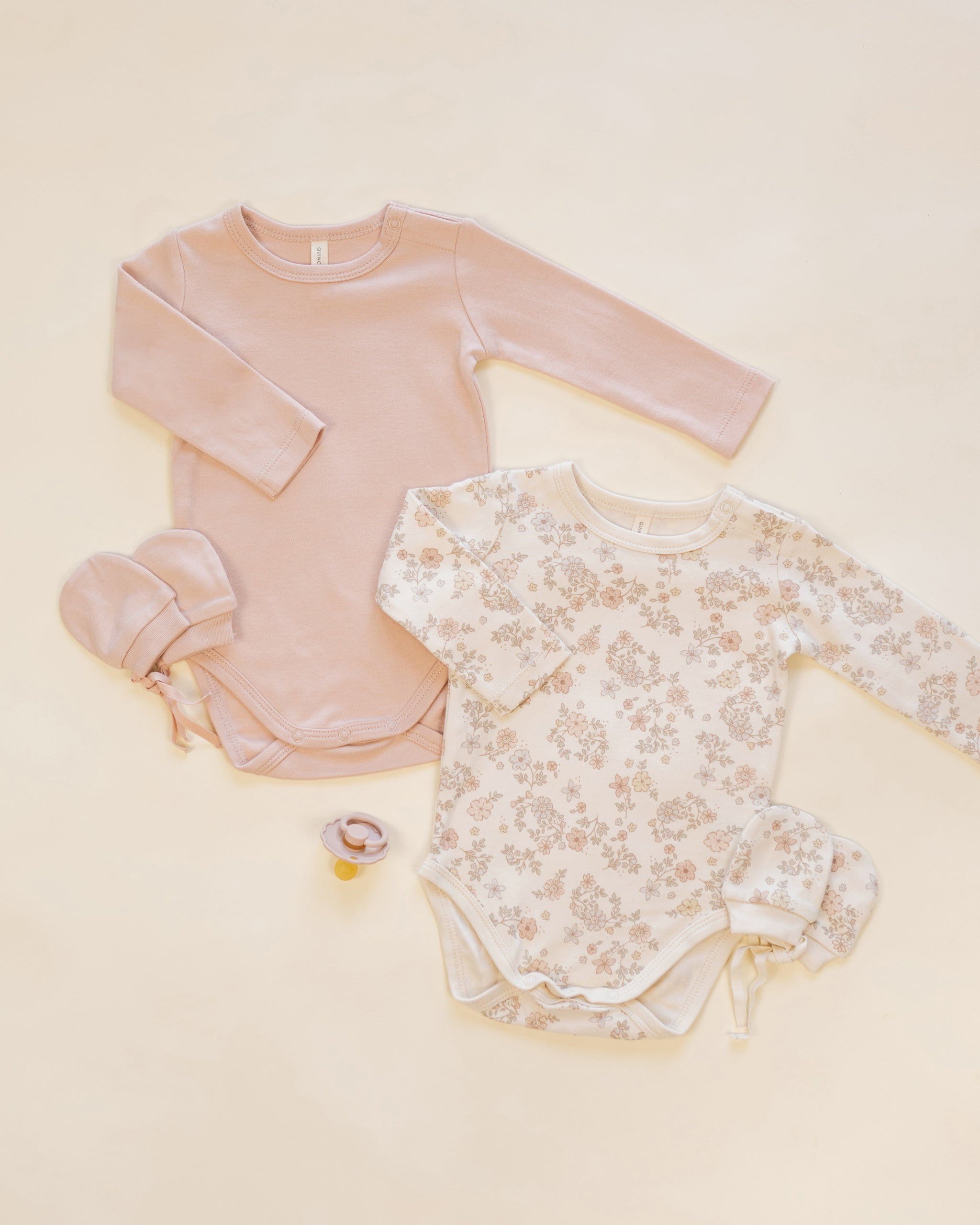 Jersey Bodysuit, 2 Pack Floral Vine, Dusty Rose - Rylee + Cru | Kids Clothes | Trendy Baby Clothes | Modern Infant Outfits |