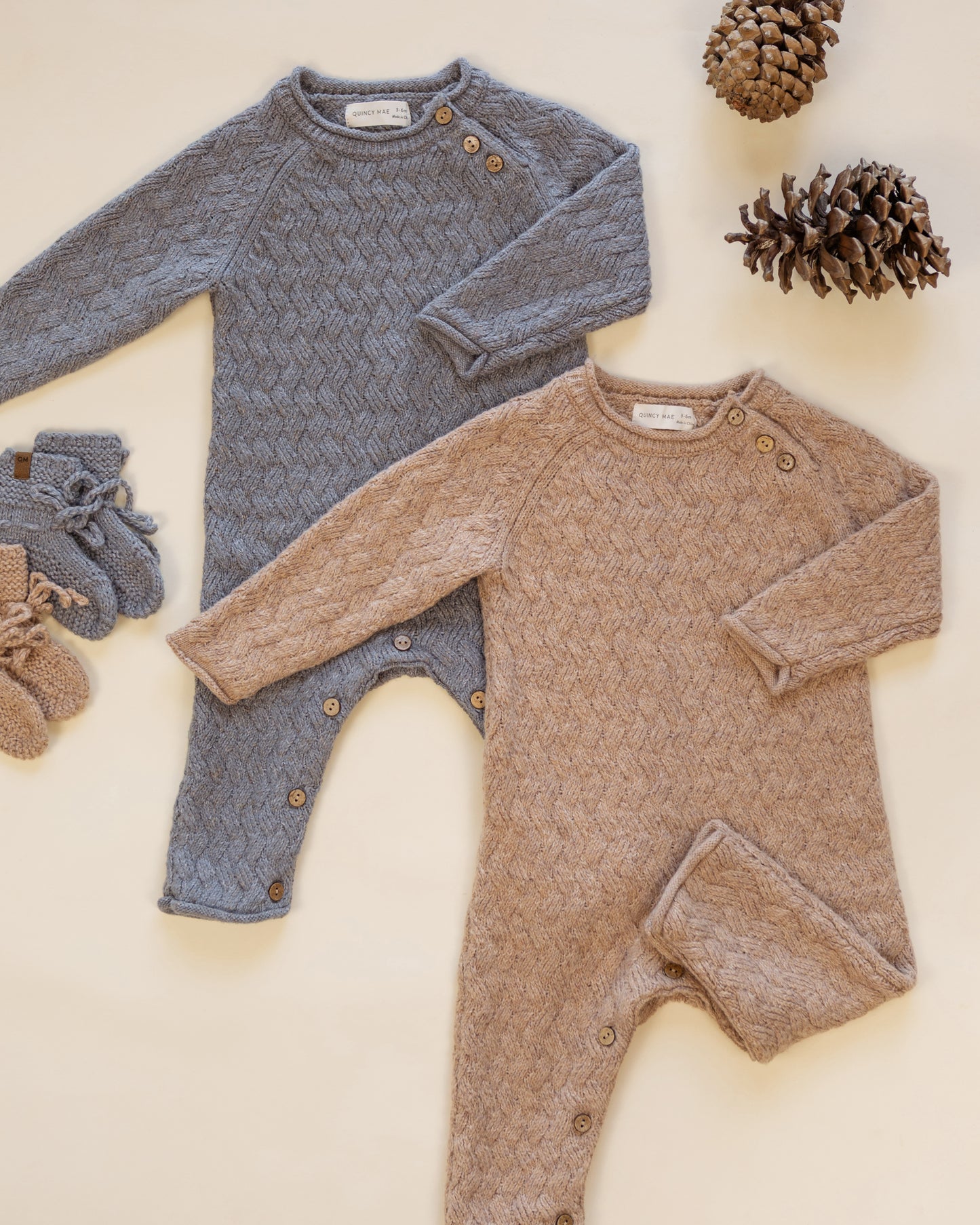 Cozy Heather Knit Jumpsuit Heathered Almond - Rylee + Cru | Kids Clothes | Trendy Baby Clothes | Modern Infant Outfits |