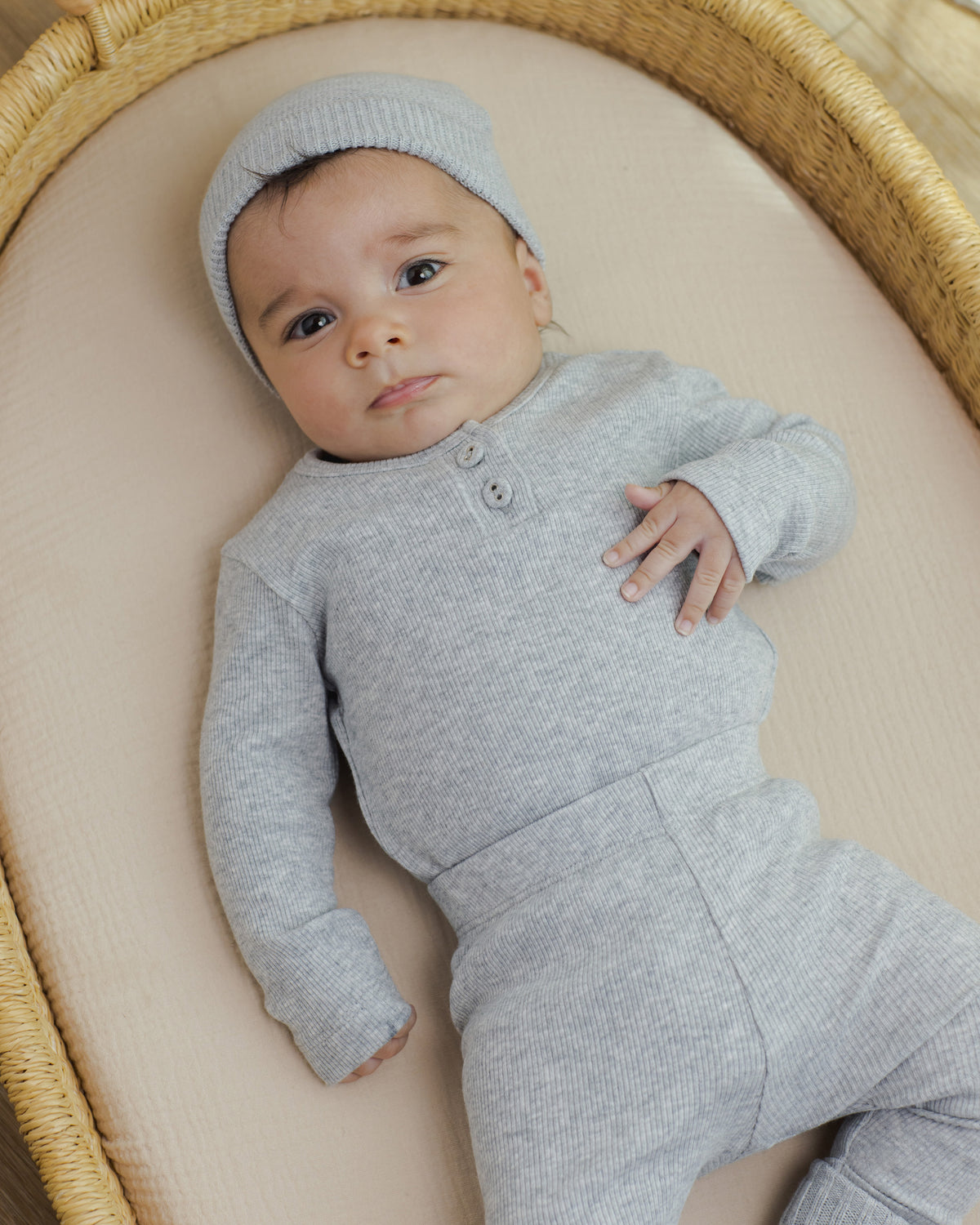 Ribbed Long Sleeve Onesie Dusty Blue - Rylee + Cru | Kids Clothes | Trendy Baby Clothes | Modern Infant Outfits |