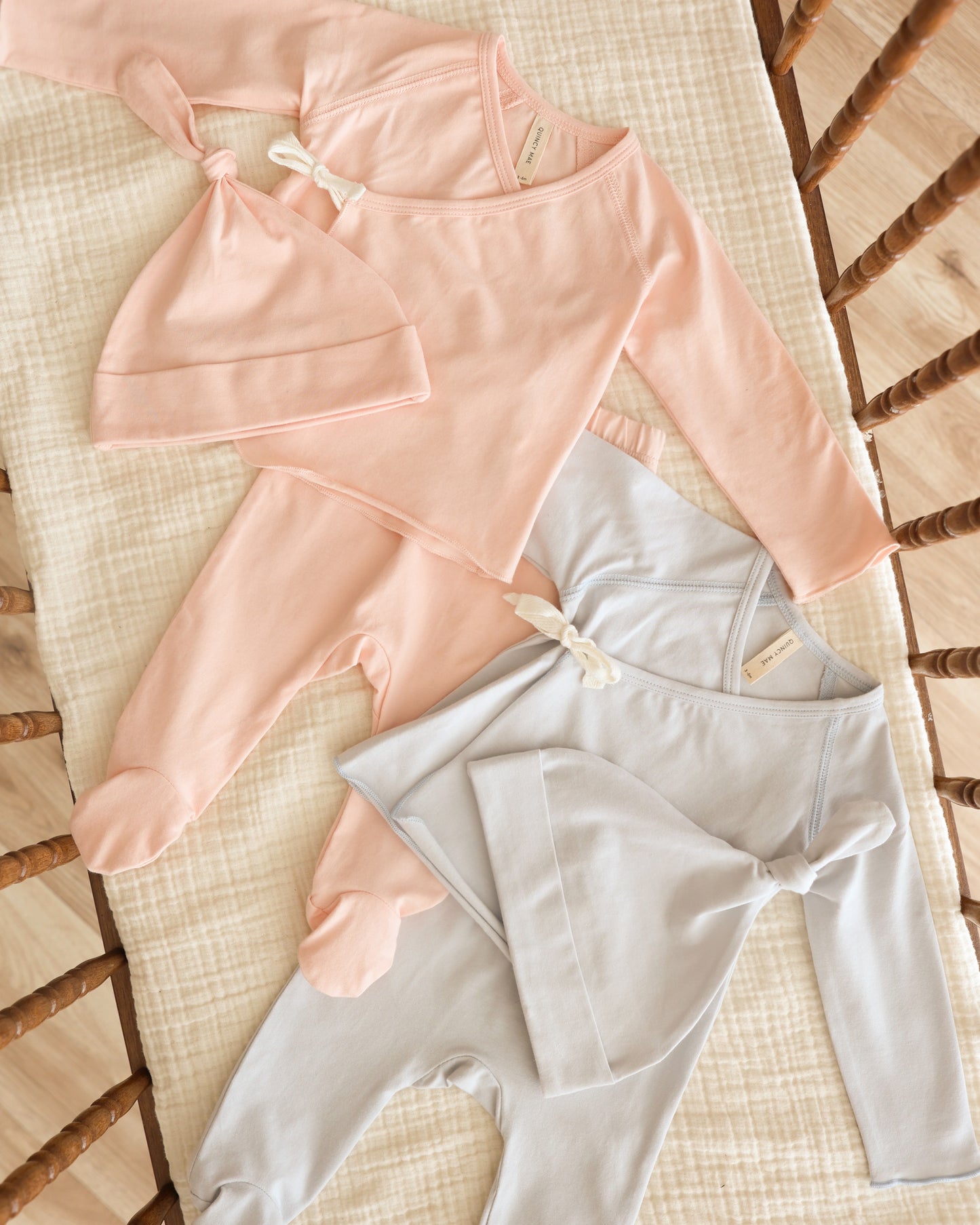 Wrap Top + Footed Pant Set || Fog - Rylee + Cru | Kids Clothes | Trendy Baby Clothes | Modern Infant Outfits |