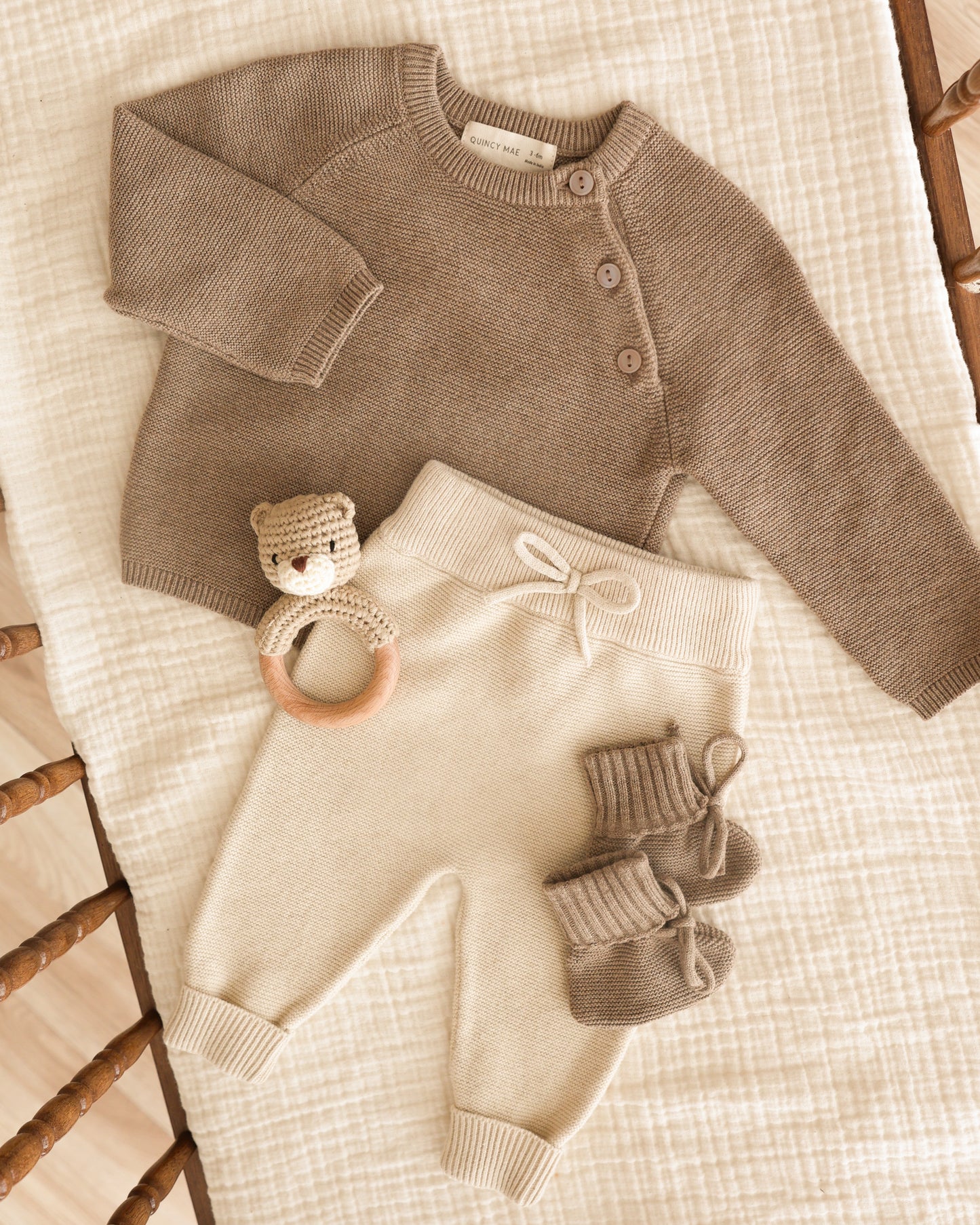 Knit Pant || Heathered Natural - Rylee + Cru | Kids Clothes | Trendy Baby Clothes | Modern Infant Outfits |