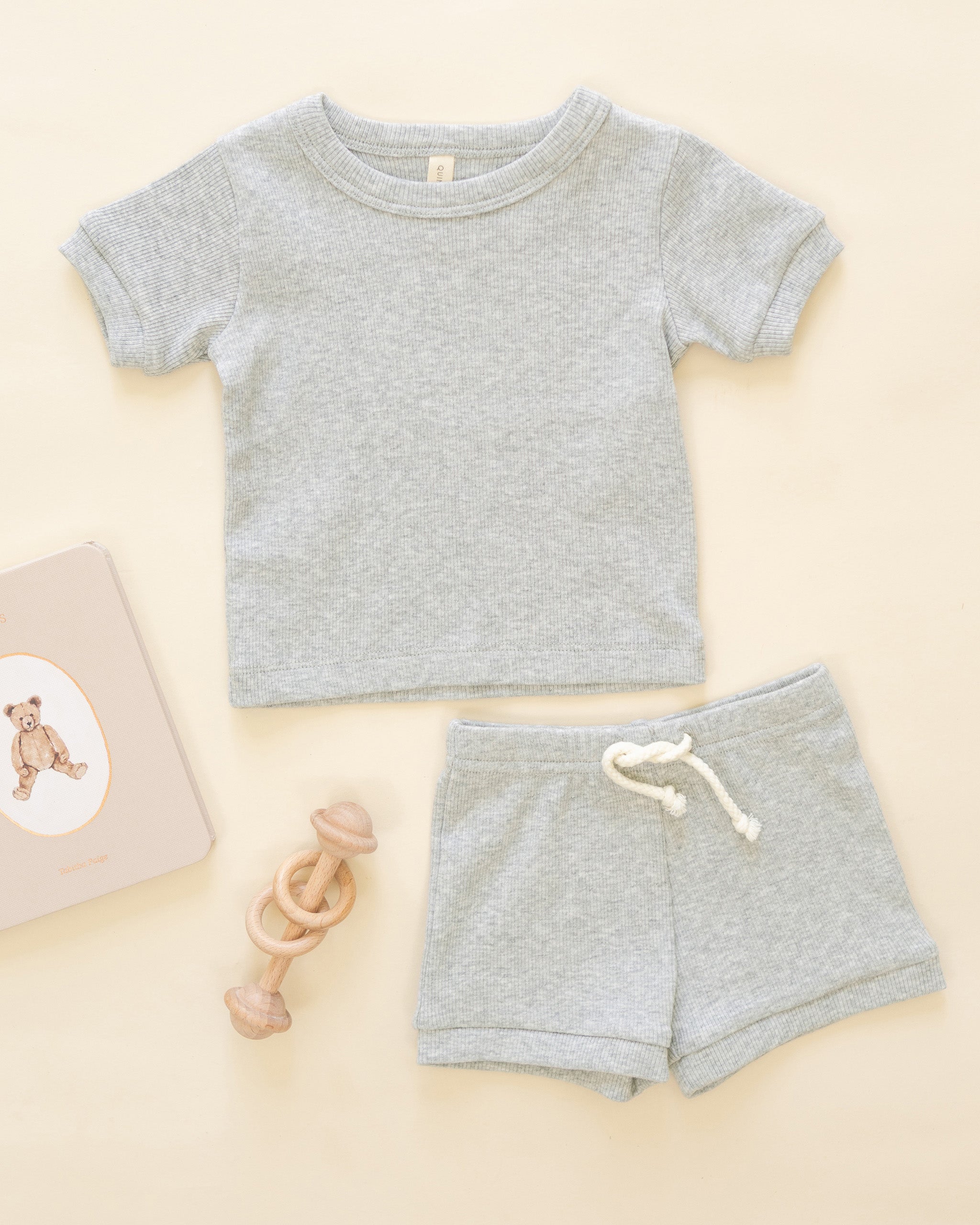 Ribbed Shortie Set || Dusty Blue - Rylee + Cru | Kids Clothes | Trendy Baby Clothes | Modern Infant Outfits |