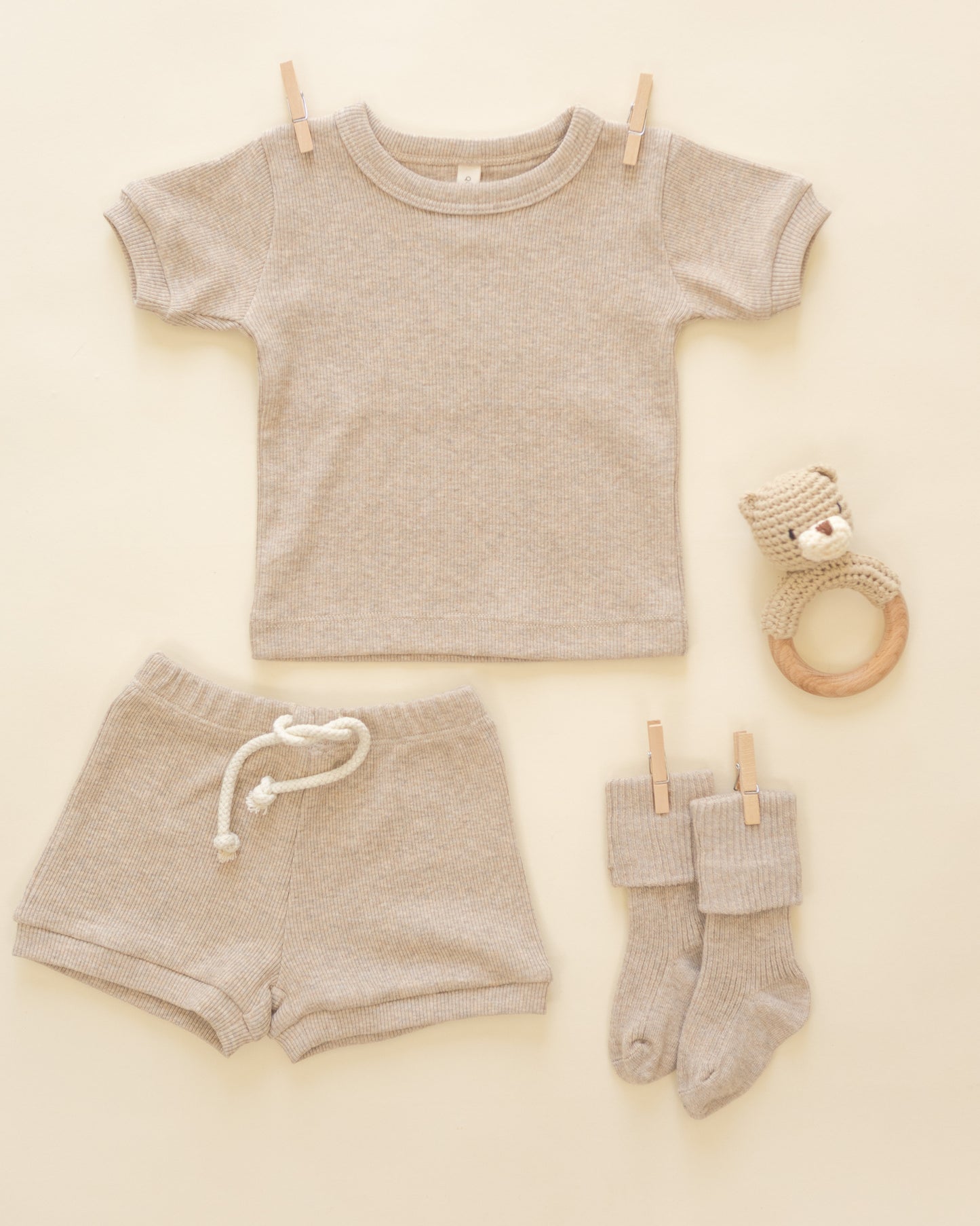Ribbed Shortie Set || Taupe - Rylee + Cru | Kids Clothes | Trendy Baby Clothes | Modern Infant Outfits |