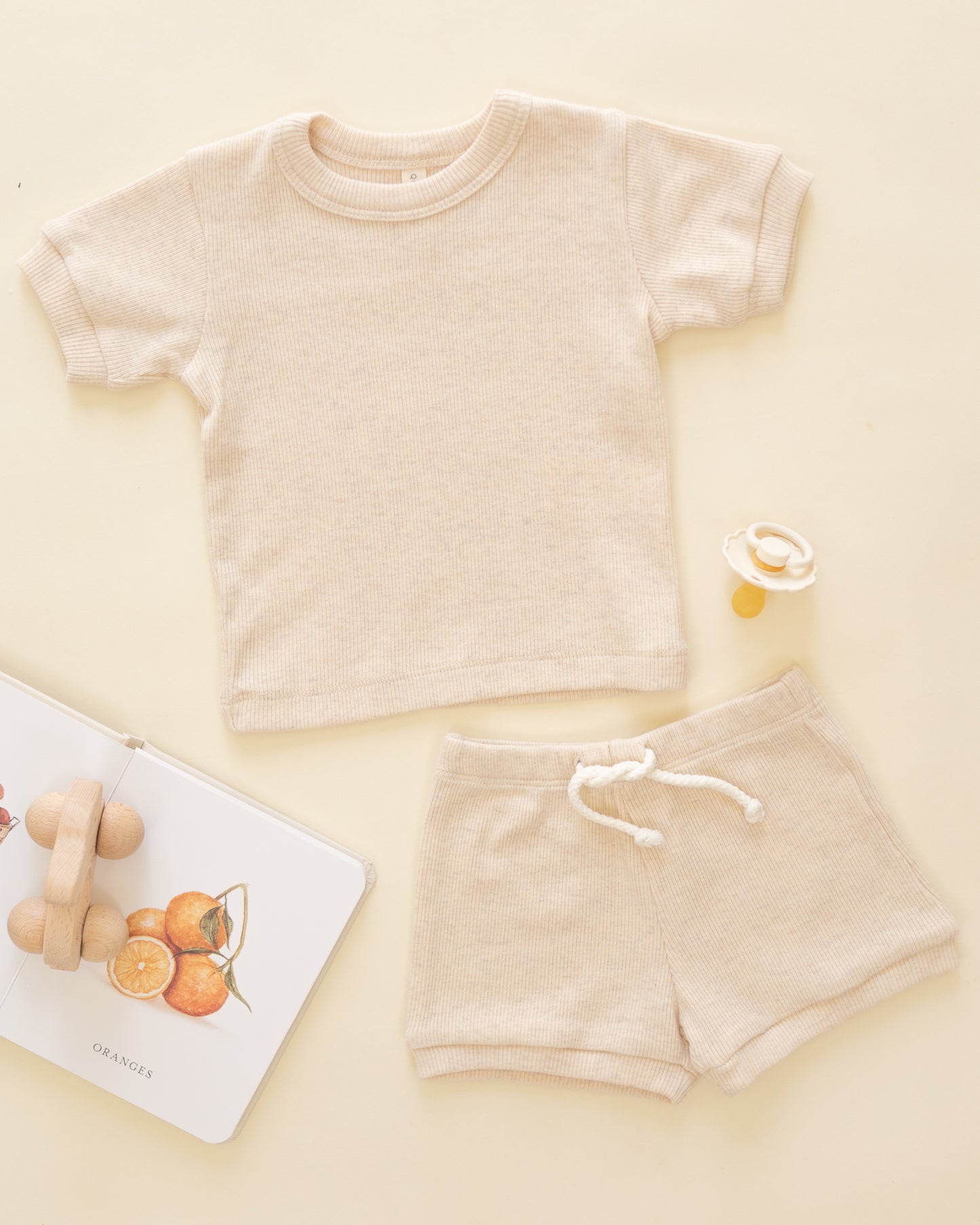 Ribbed Shortie Set || Oatmeal - Rylee + Cru | Kids Clothes | Trendy Baby Clothes | Modern Infant Outfits |