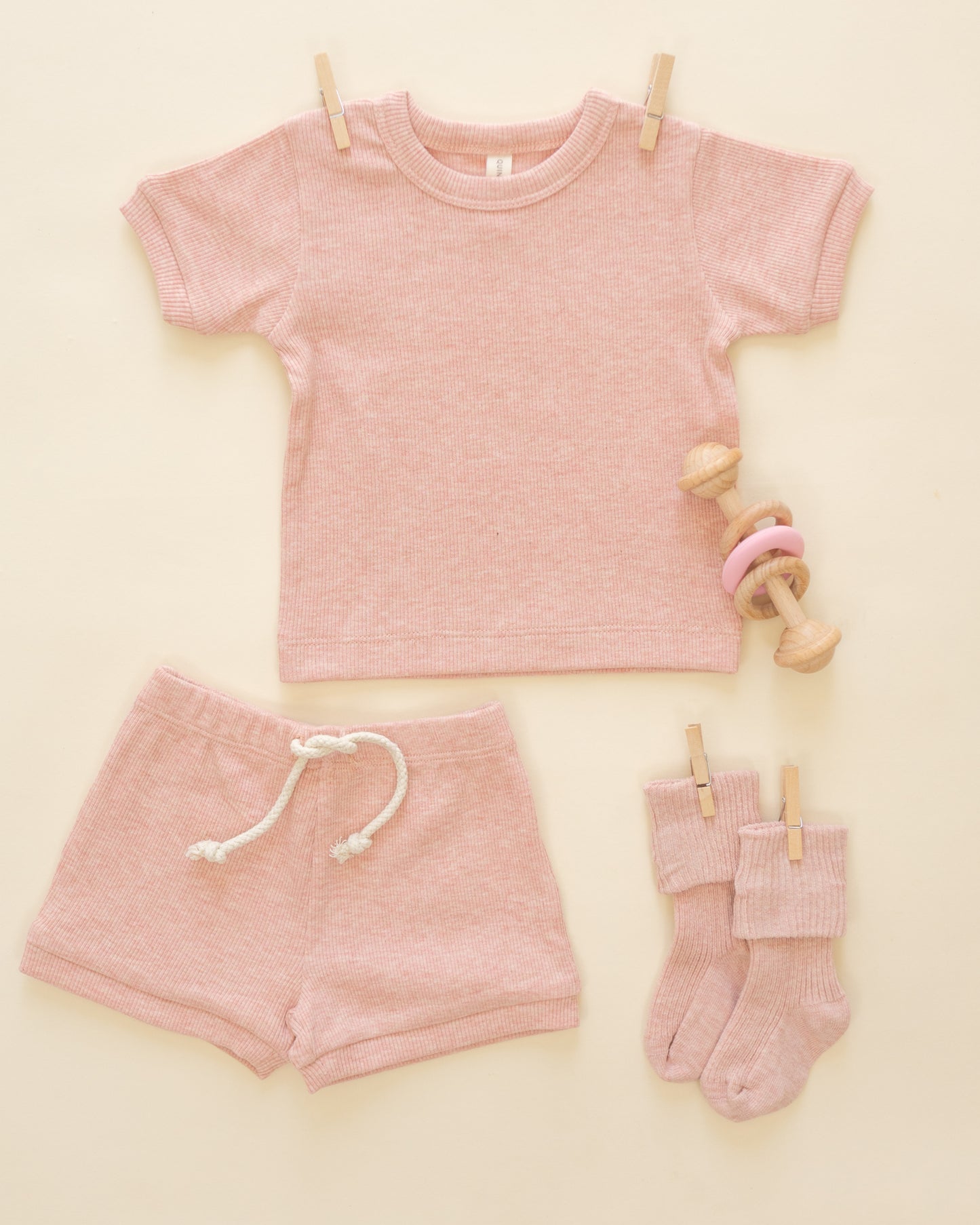 Ribbed Shortie Set || Rose - Rylee + Cru | Kids Clothes | Trendy Baby Clothes | Modern Infant Outfits |