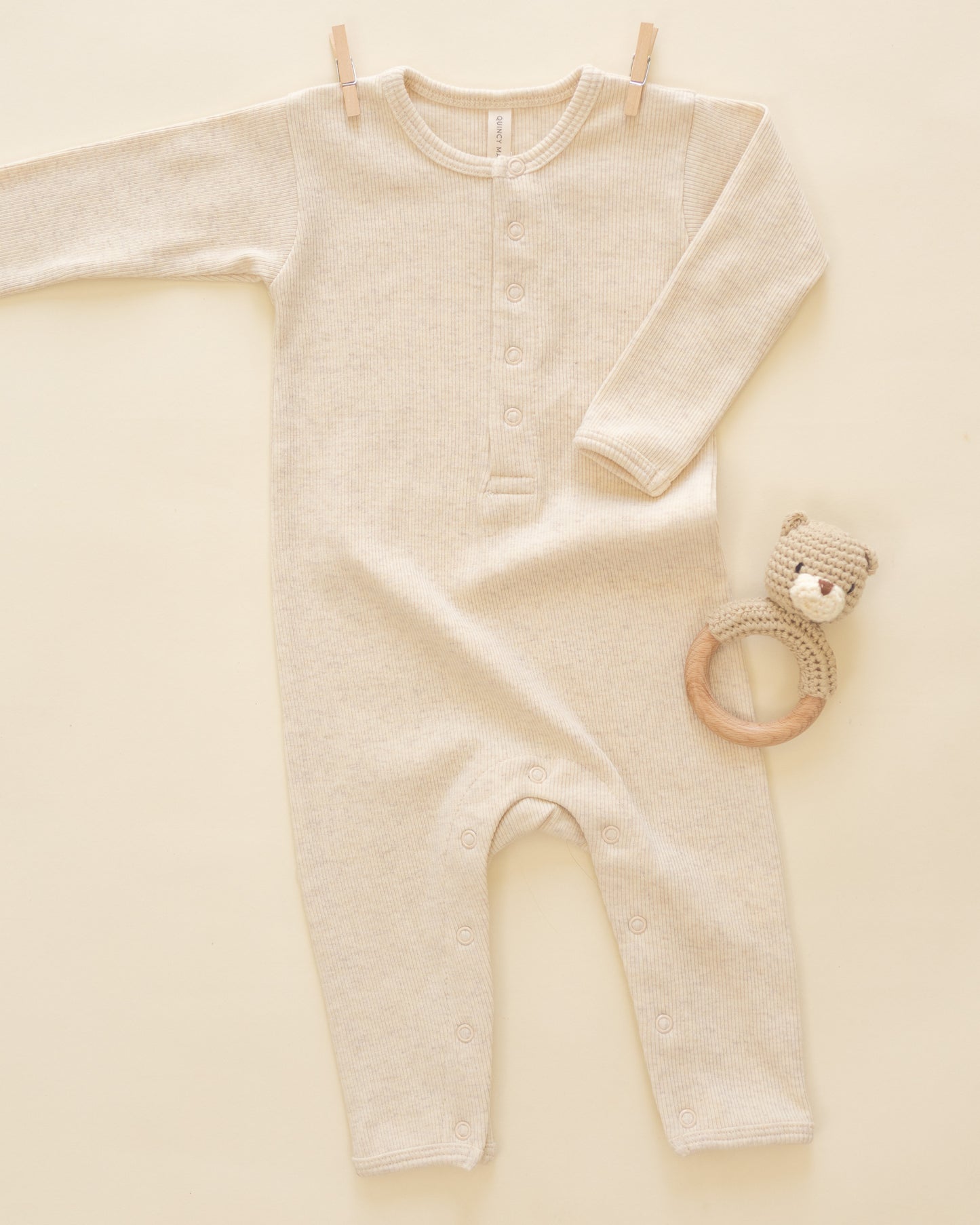 Ribbed Baby Jumpsuit || Oatmeal - Rylee + Cru | Kids Clothes | Trendy Baby Clothes | Modern Infant Outfits |