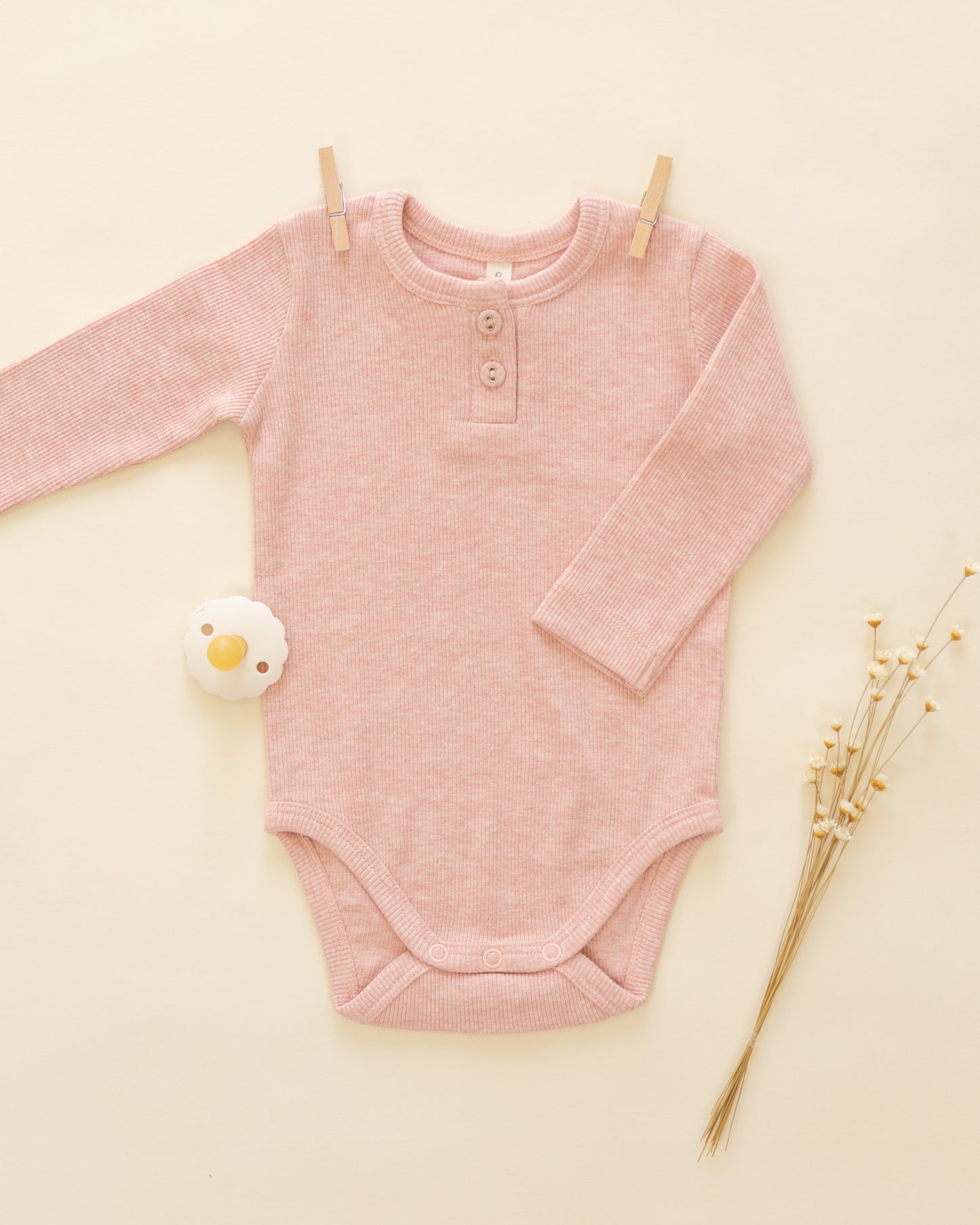 Ribbed Long Sleeve Onesie || Rose - Rylee + Cru | Kids Clothes | Trendy Baby Clothes | Modern Infant Outfits |