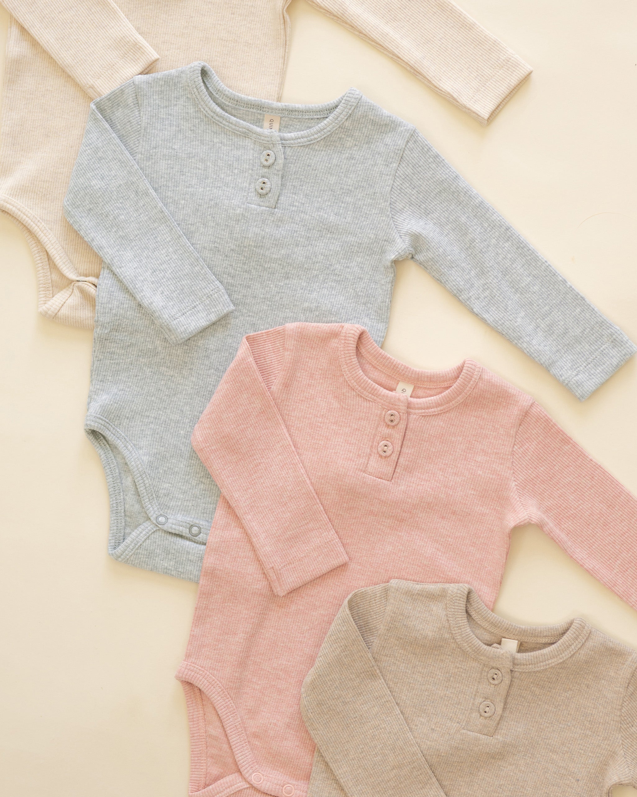 Ribbed Long Sleeve Onesie || Dusty Blue - Rylee + Cru | Kids Clothes | Trendy Baby Clothes | Modern Infant Outfits |