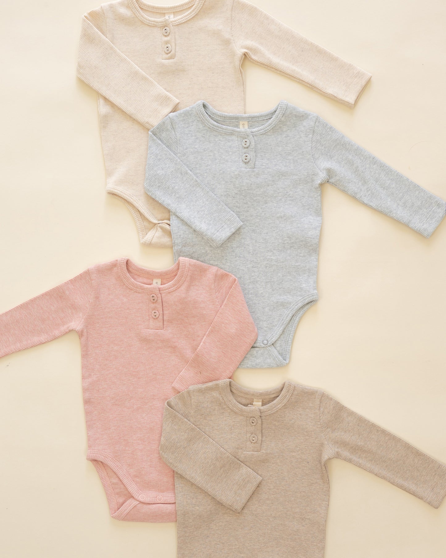 Ribbed Long Sleeve Onesie || Oatmeal - Rylee + Cru | Kids Clothes | Trendy Baby Clothes | Modern Infant Outfits |