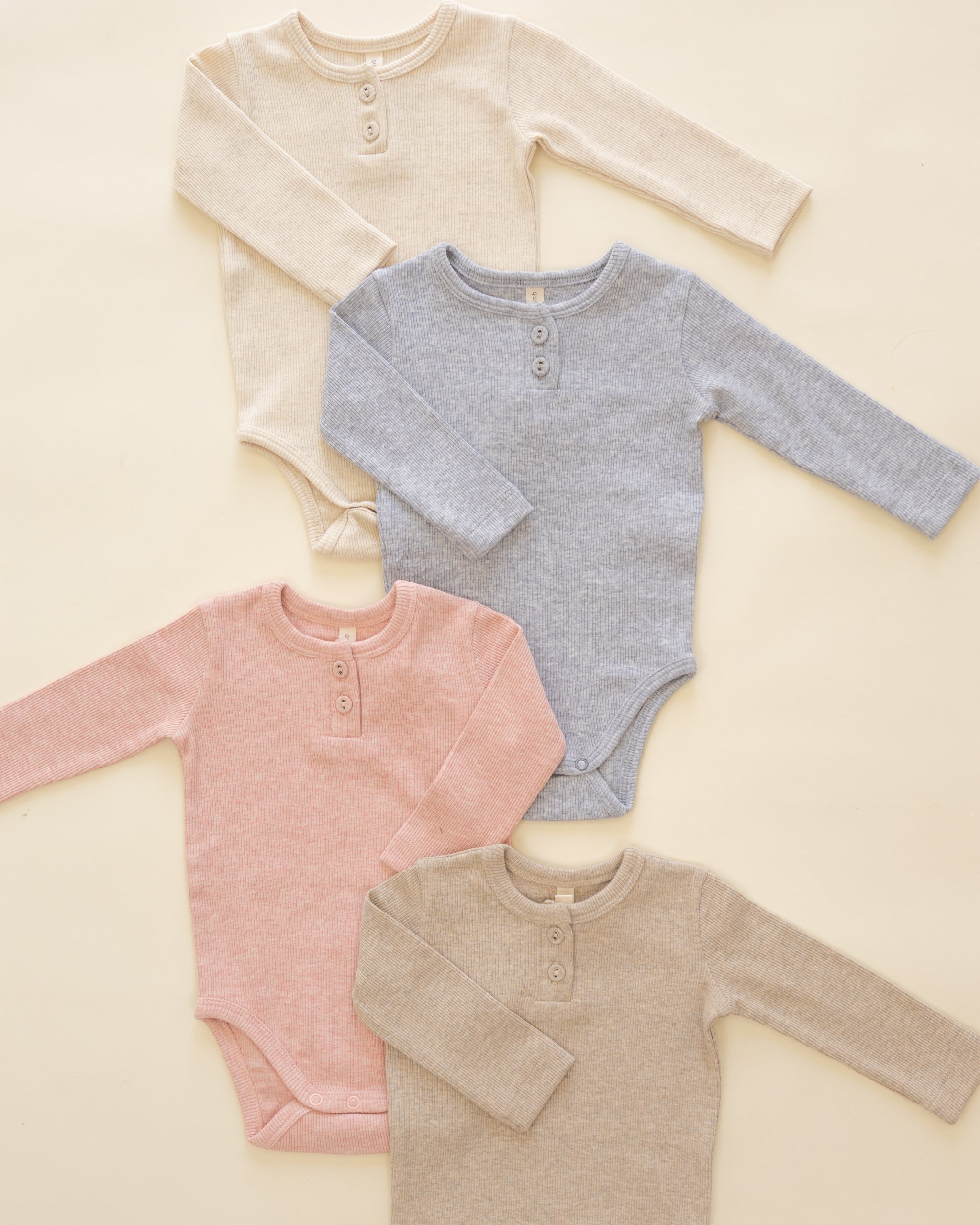 Ribbed Long Sleeve Onesie Oatmeal - Rylee + Cru | Kids Clothes | Trendy Baby Clothes | Modern Infant Outfits |