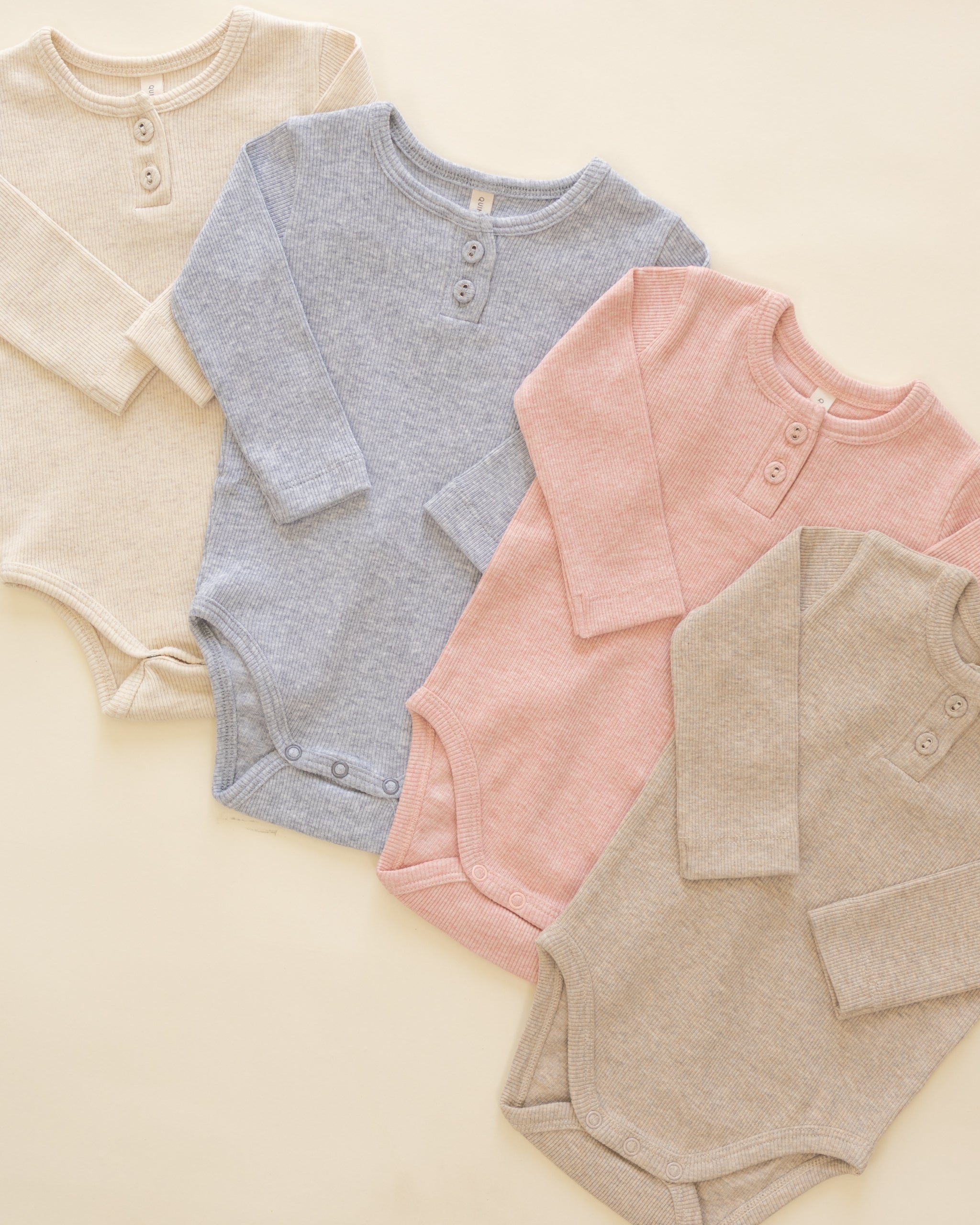 Ribbed Long Sleeve Onesie Oatmeal - Rylee + Cru | Kids Clothes | Trendy Baby Clothes | Modern Infant Outfits |