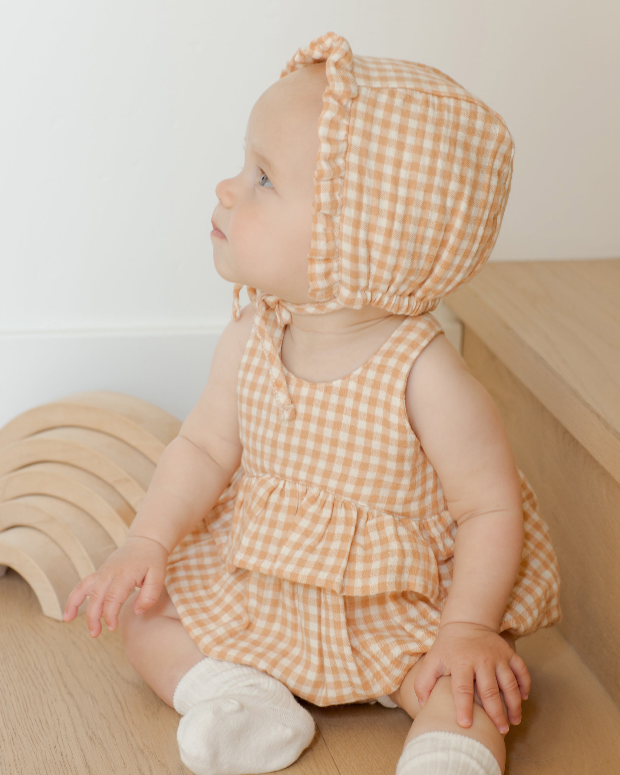 Penny Romper || Melon Gingham - Rylee + Cru | Kids Clothes | Trendy Baby Clothes | Modern Infant Outfits |